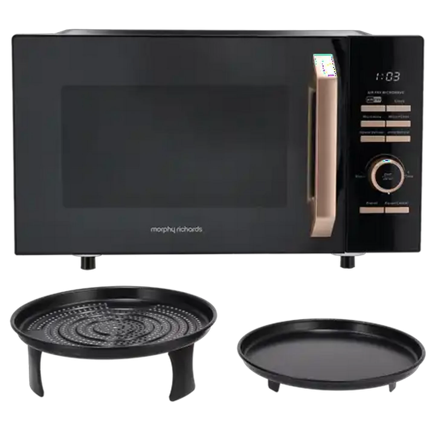 Image of Morphy Richards Black & Rose Gold Air Fryer Microwave Oven 25L