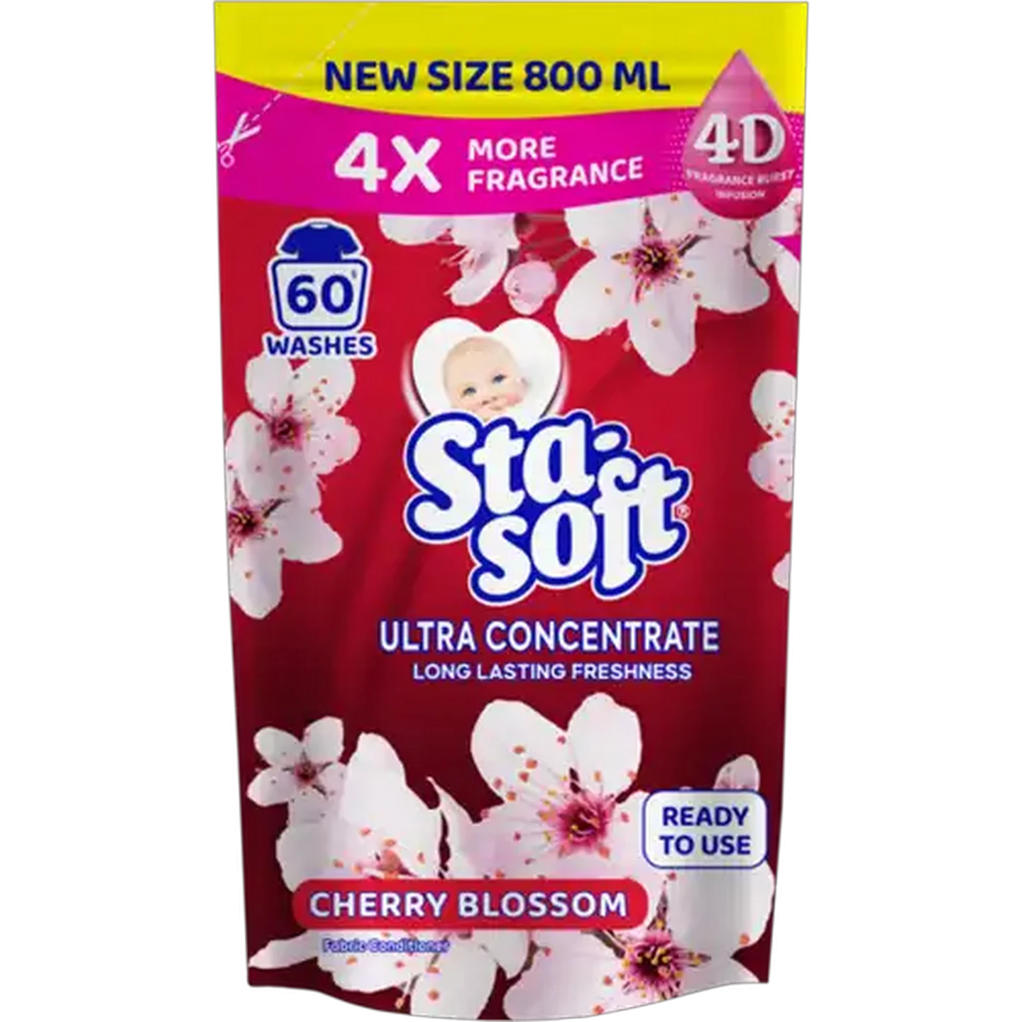 Image of Sta-soft Ultra Concentrate Cherry Blossom Ultra Concentrate Fabric Conditioner Refill 800ml