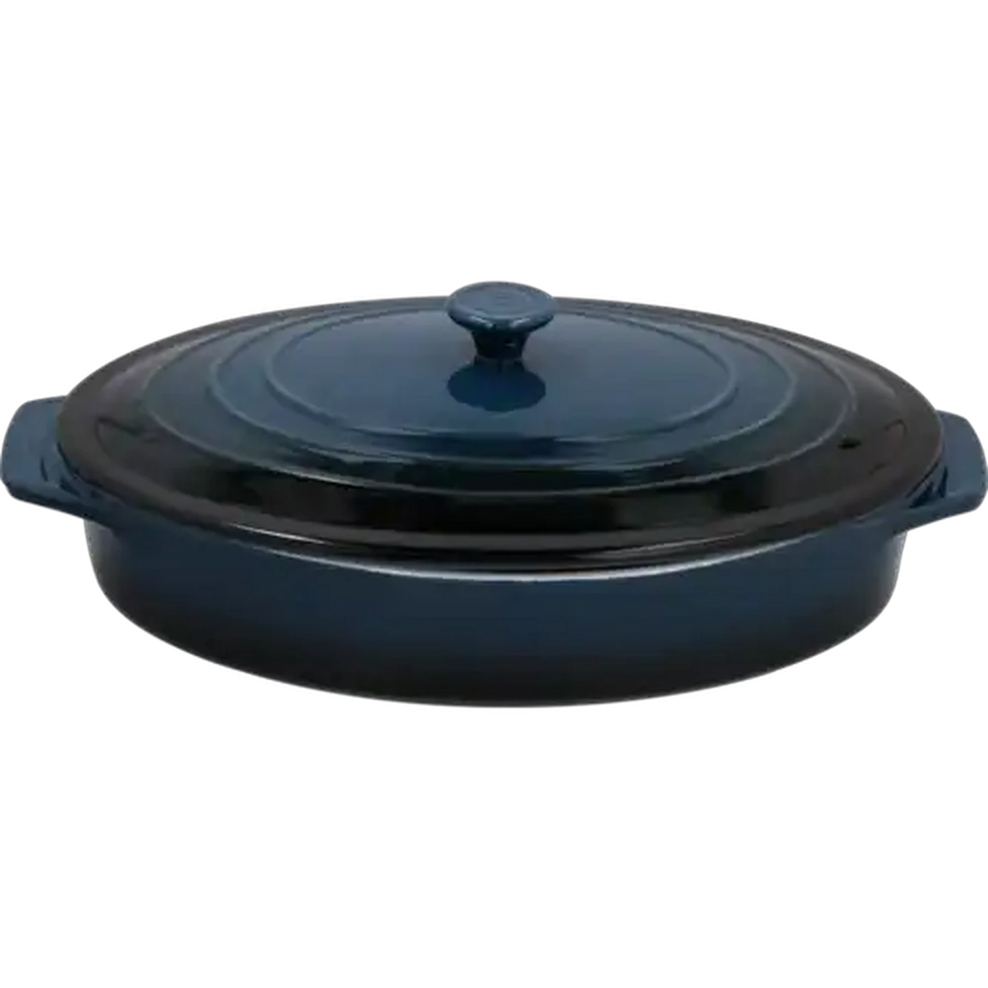 Image of Home Discovery Blue Oval Casserole with Lid 42cm
