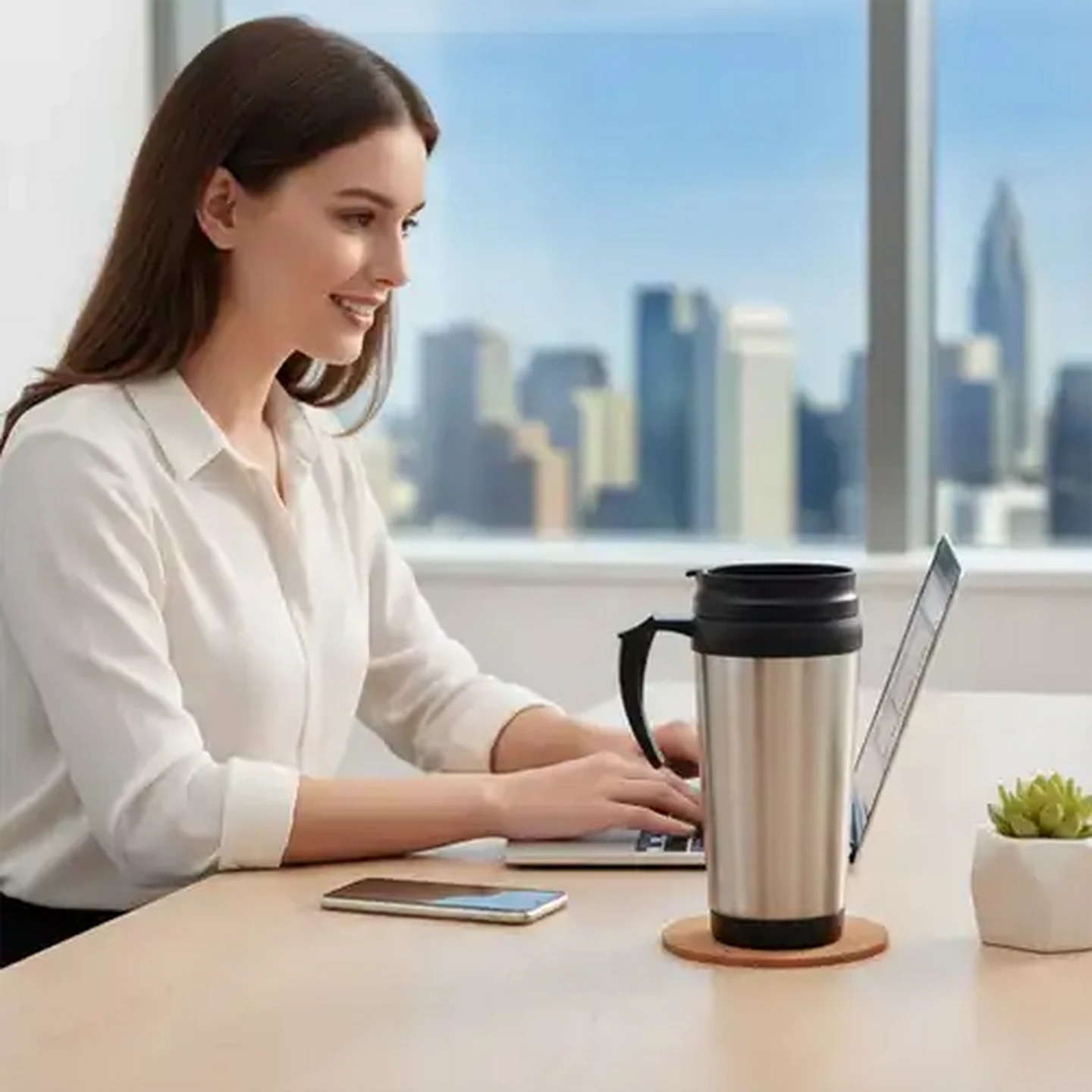 Image of TravelVac Stainless Steel Series with Handle Travel Mug 400ml