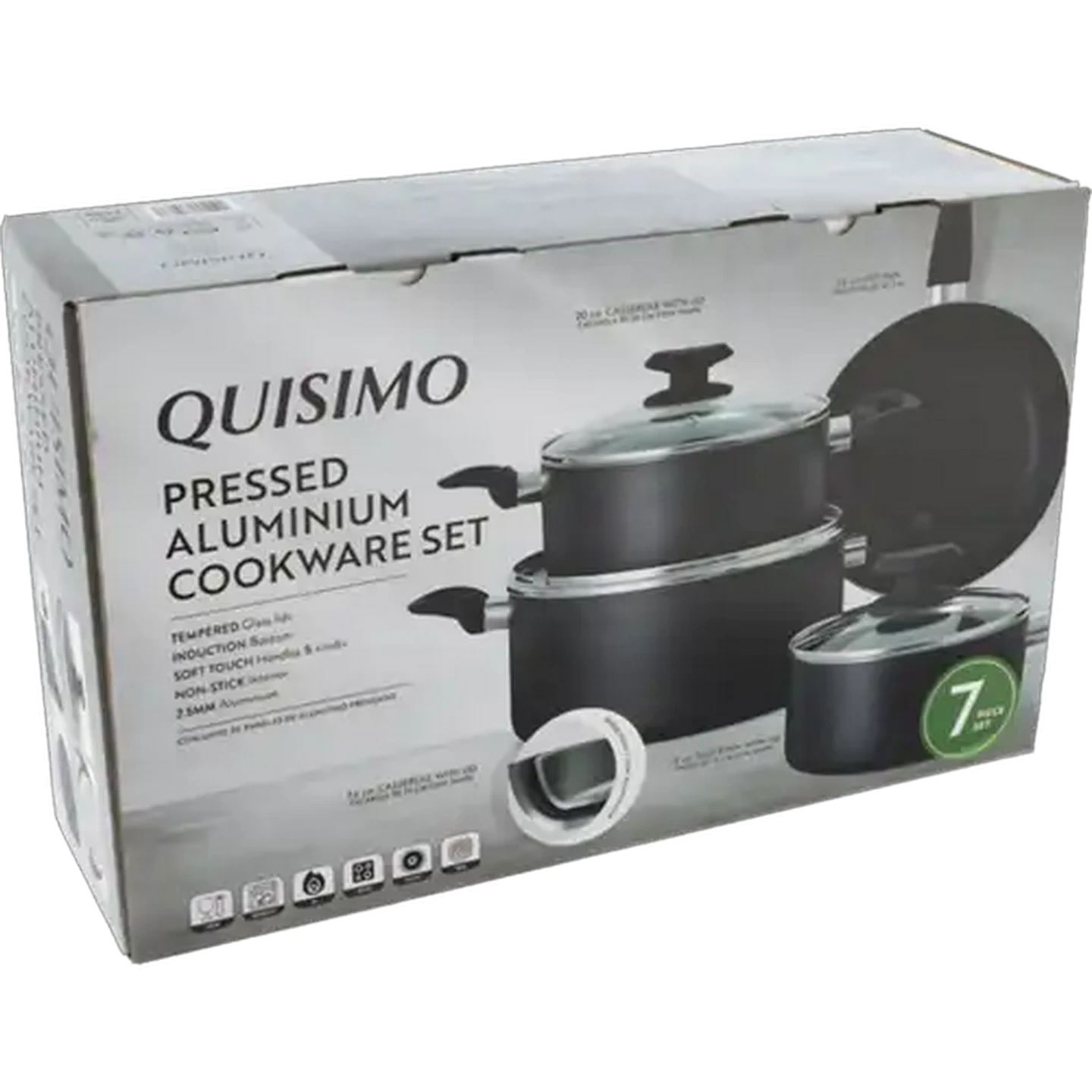 Image of Quisimo Classic Black Pressed Aluminium Cookware Set 7-Piece