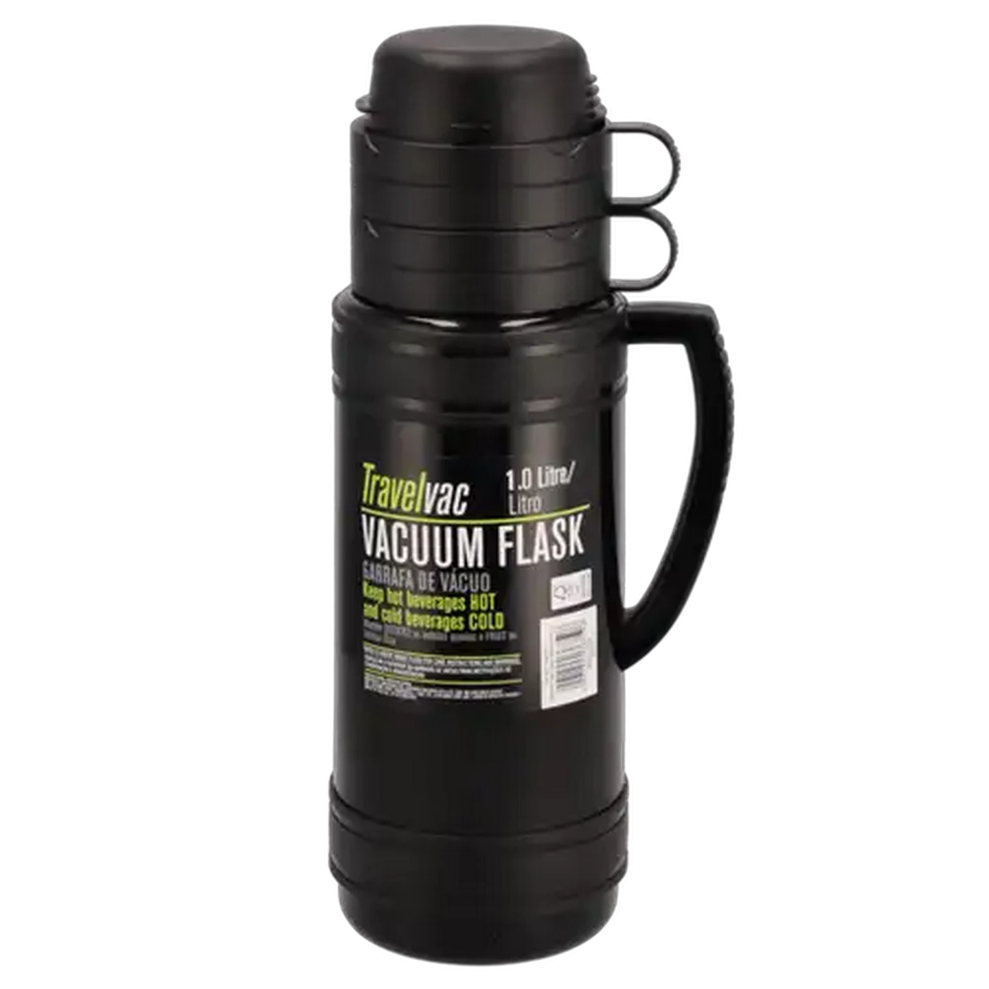 Image of TravelVac Glass Liner Black Vacuum Flask 1.0L