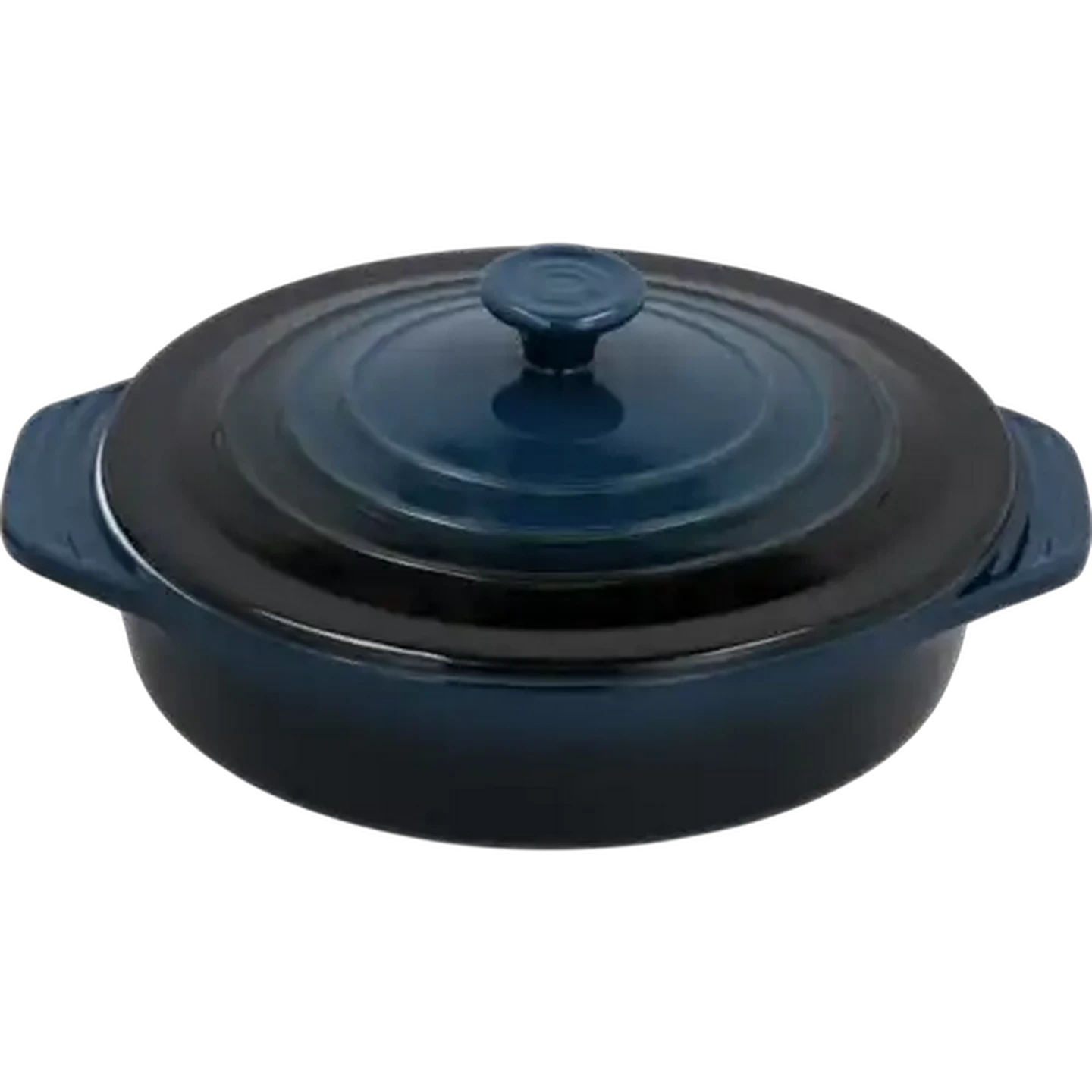 Image of Home Discovery Blue Round Casserole Dish With Lid 30.5cm
