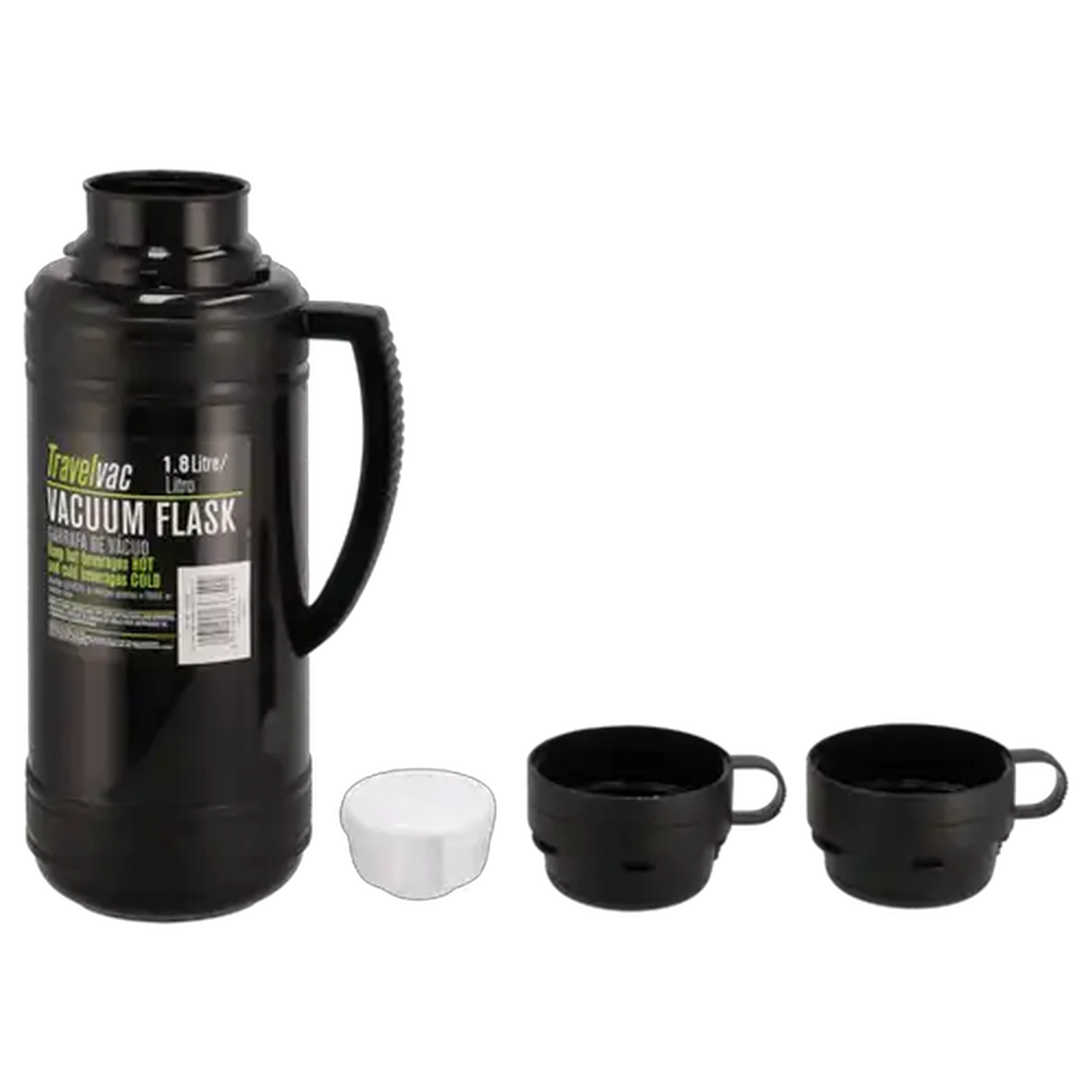 Image of TravelVac Glass Liner Black Vacuum Flask 1.8L