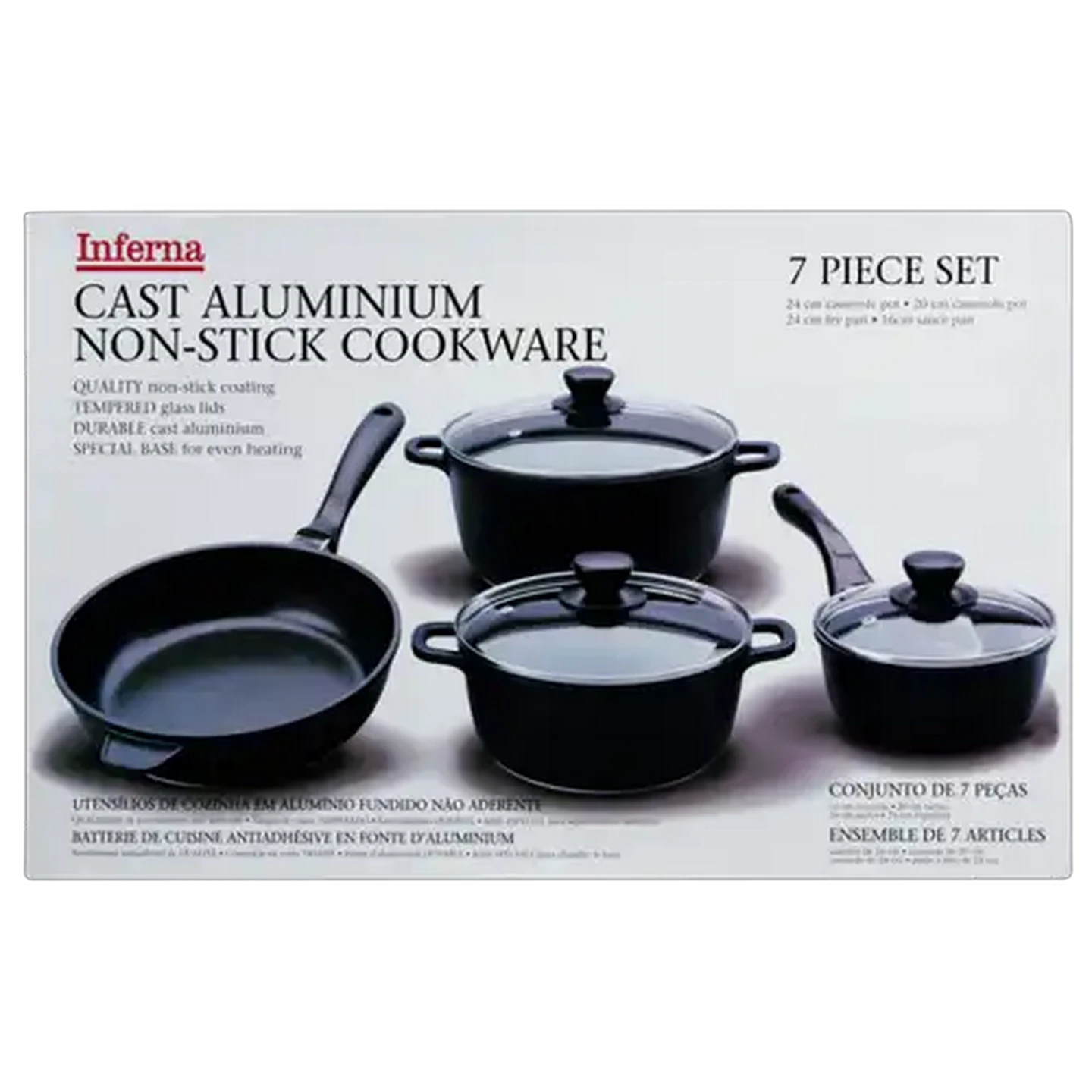 Image of Inferna Black Cast Aluminium Cookware Set 7-Piece