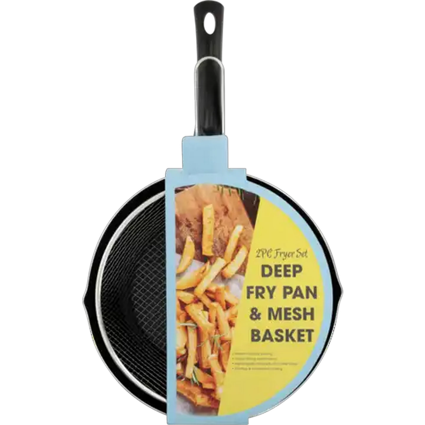 Image of Deep Fry Pan & Mesh Basket Set 2-Piece (Colour May Vary)