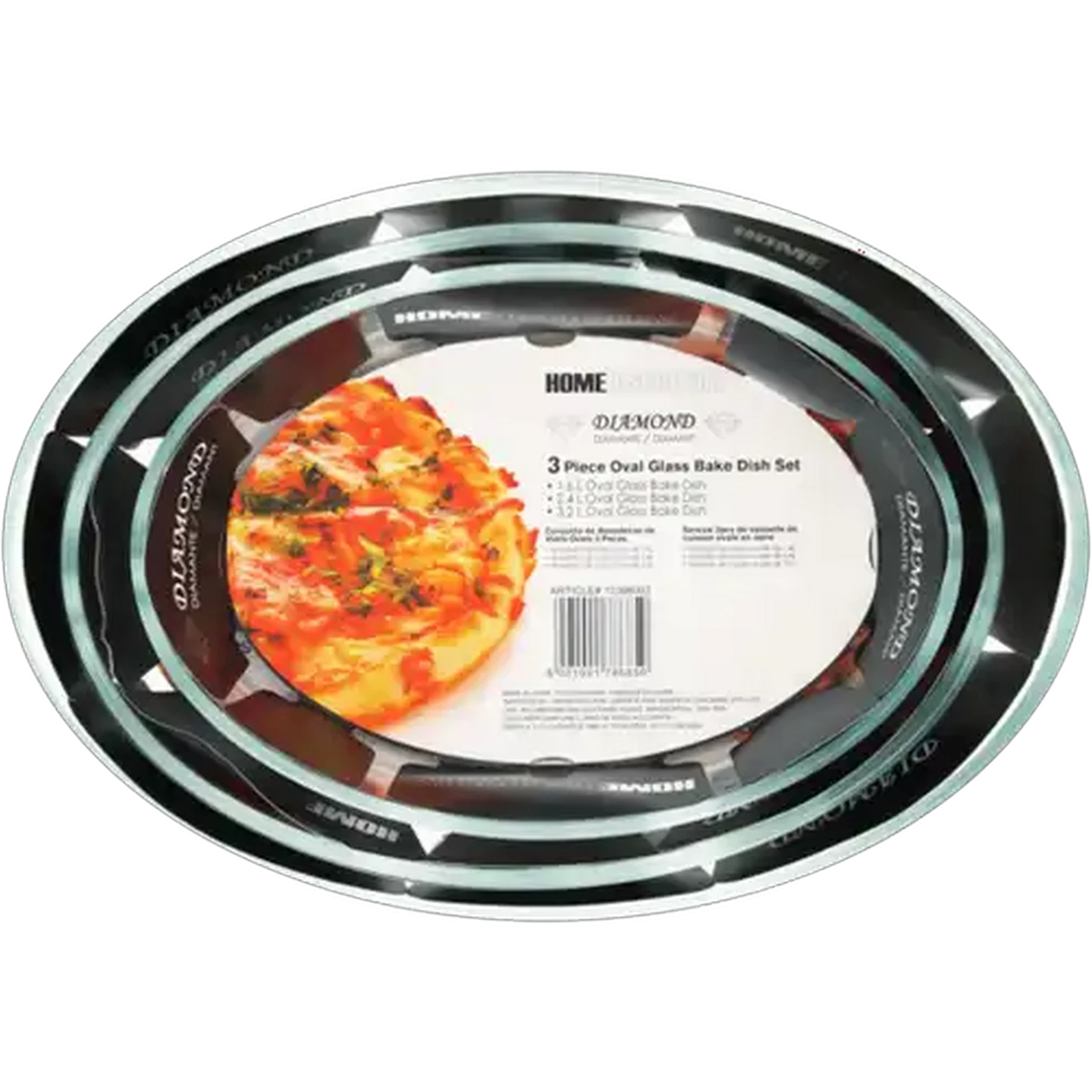 Image of Home Discovery Oval Glass Roaster Set 3-Piece