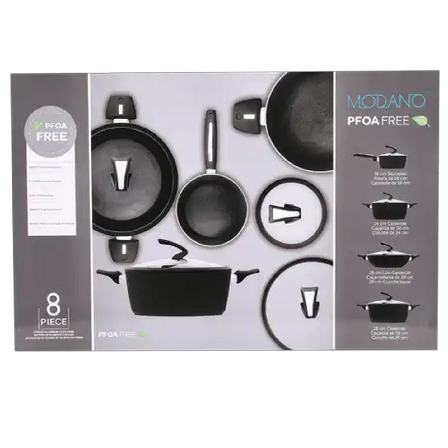 Image of Modano Forged Black PFOA-Free Non-Stick Aluminium Cookware Set 8-Piece