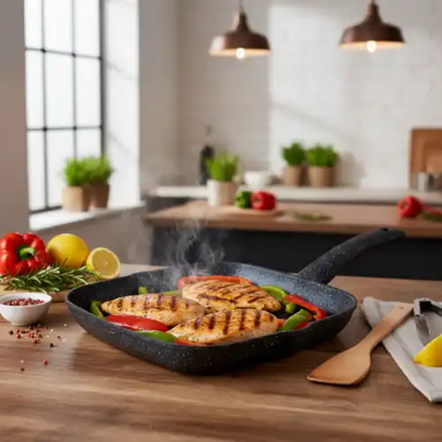Image of Flonal Pietra Lavica Magmatech Aluminium Grill Pan 28cm