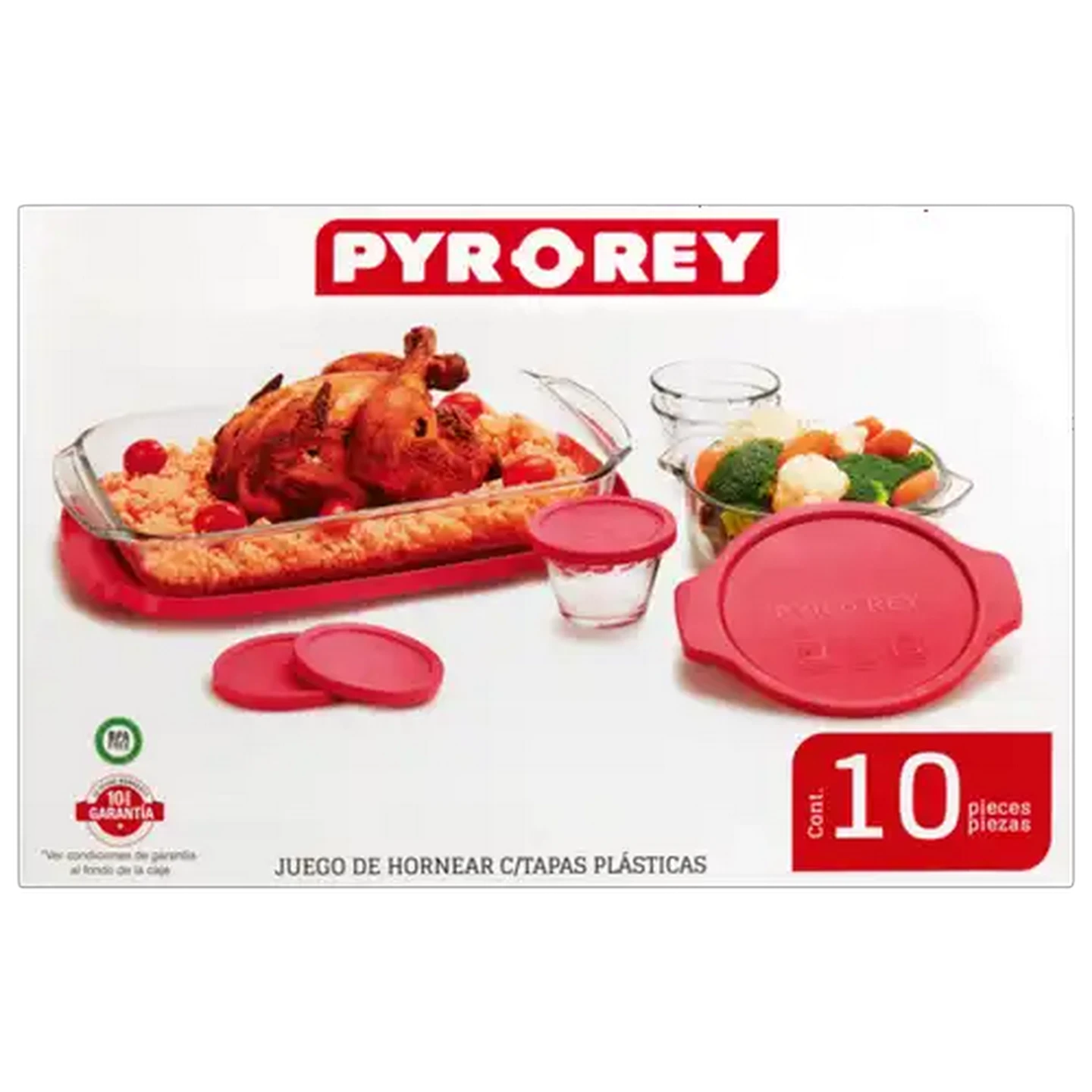 Image of Pyr-O-Rey Red Glass Roaster Set 10 Piece