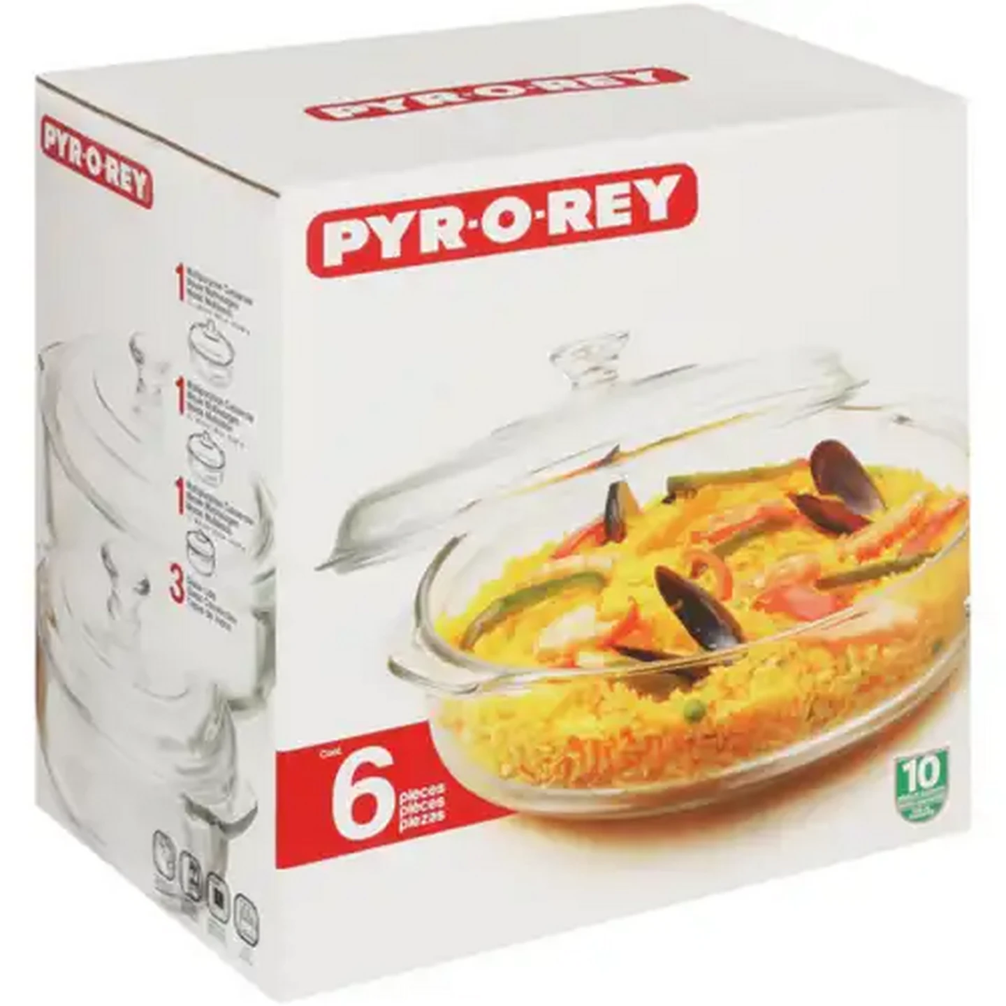 Image of Pyr-O-Rey Round Glass Casserole Set 6 Piece
