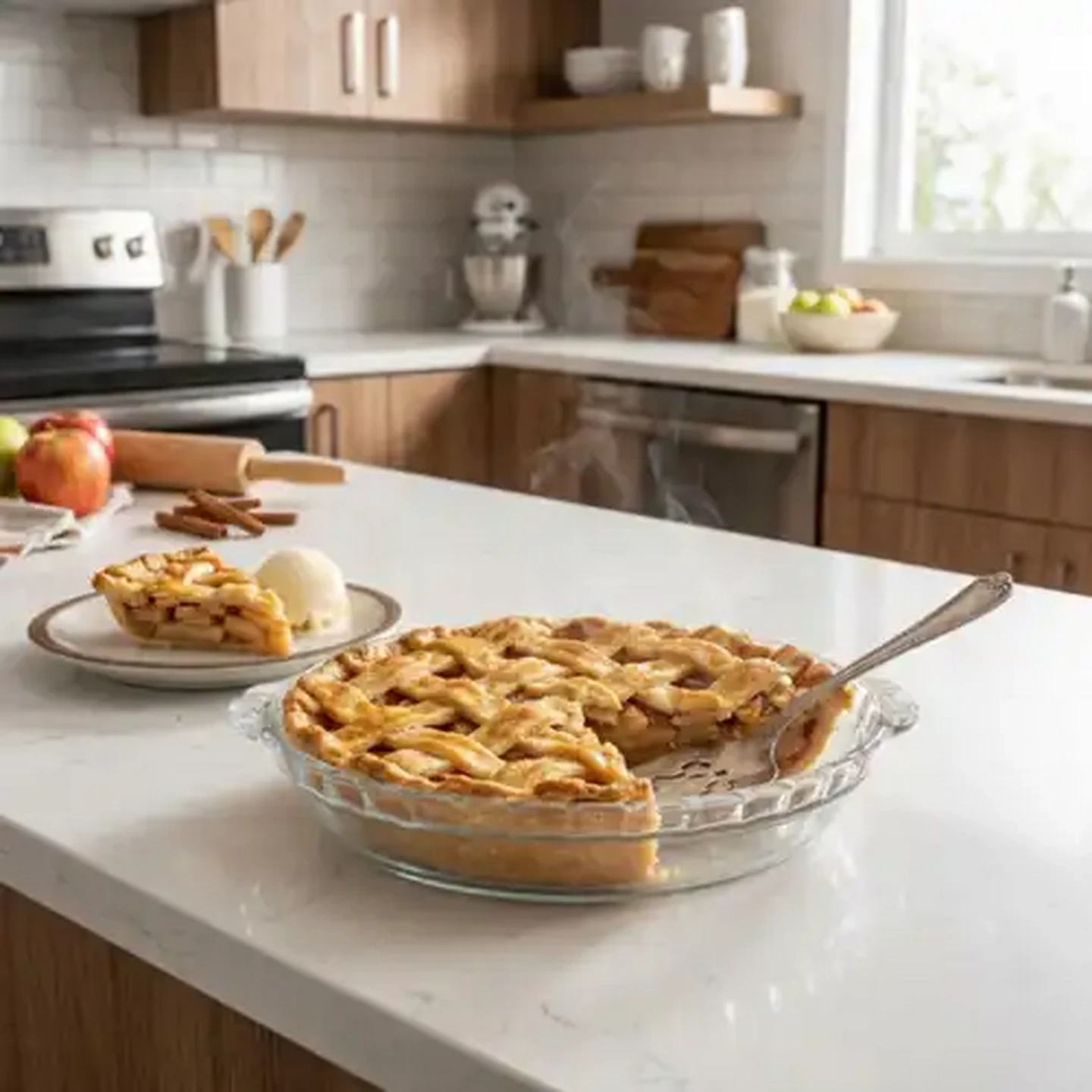 Image of Marinex Clear Fluted Glass Pie Dish 1.6L
