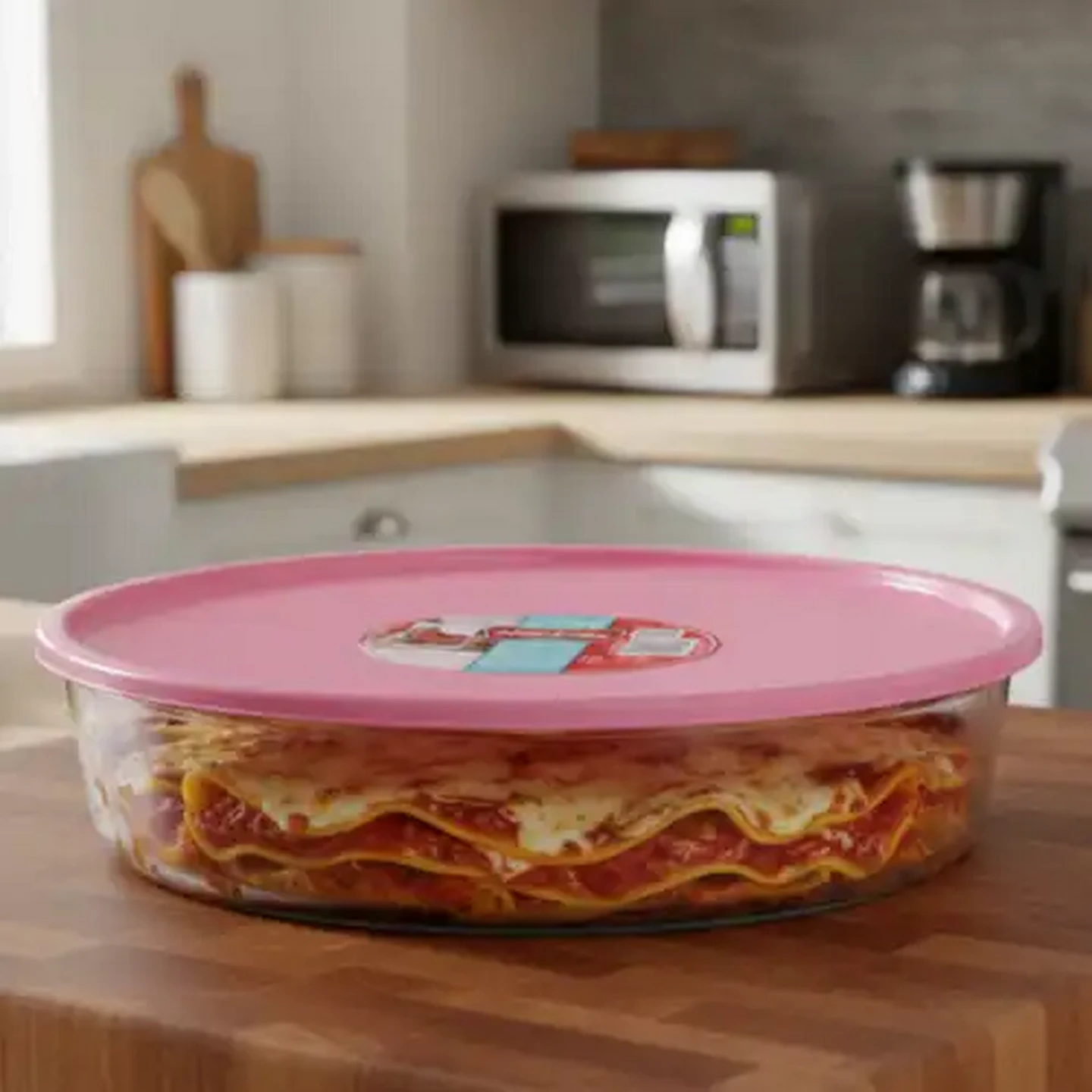 Image of Marinex Round Glass Roaster with Pink Lid 2.4L