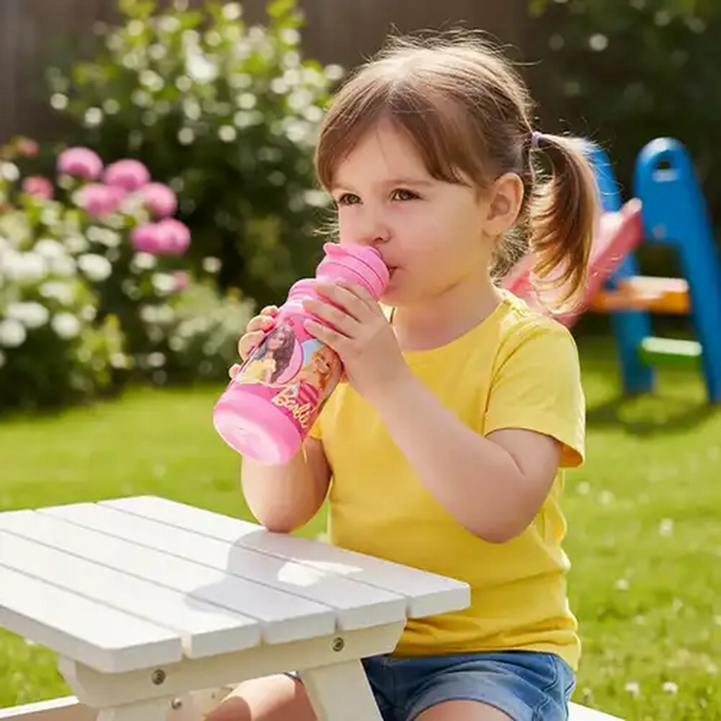 Image of Barbie Pink Plastic Sports Bottle 500ml