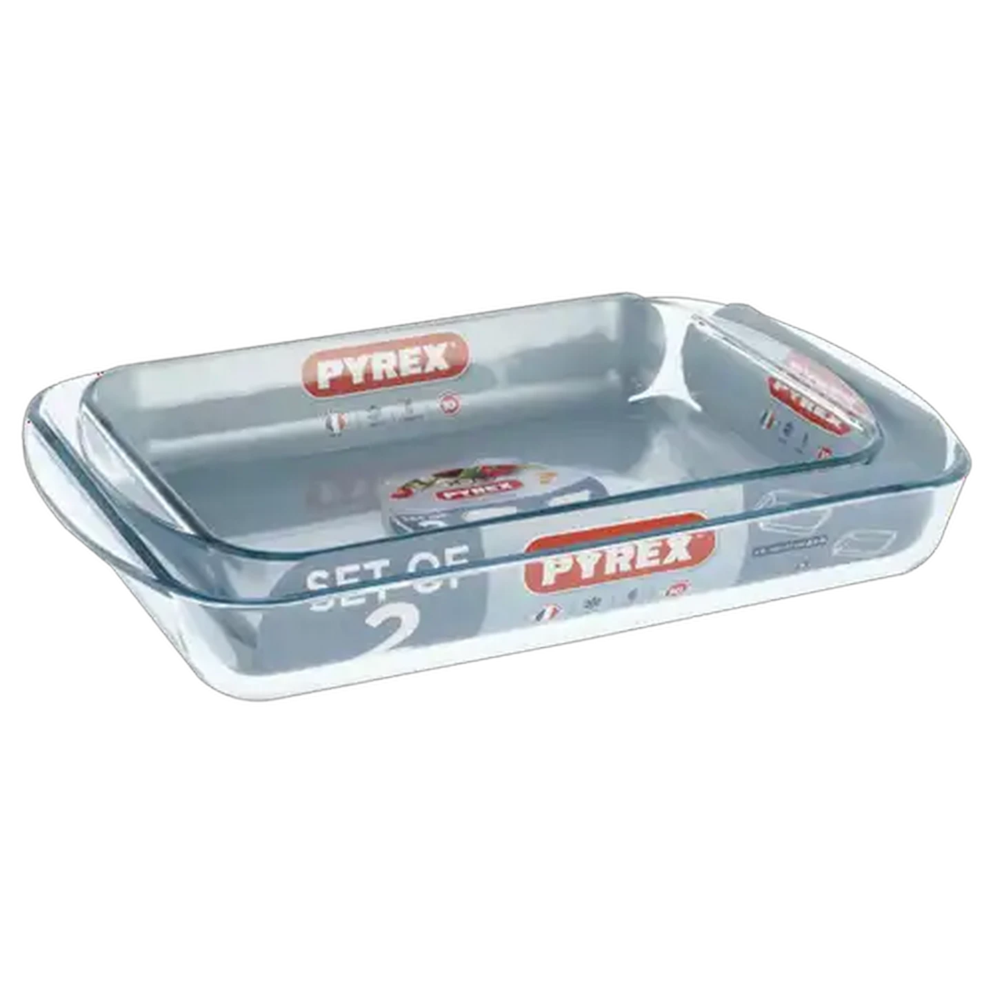 Image of Pyrex Essentials Glass Roaster Set 2.6L & 3.7L 2-Piece