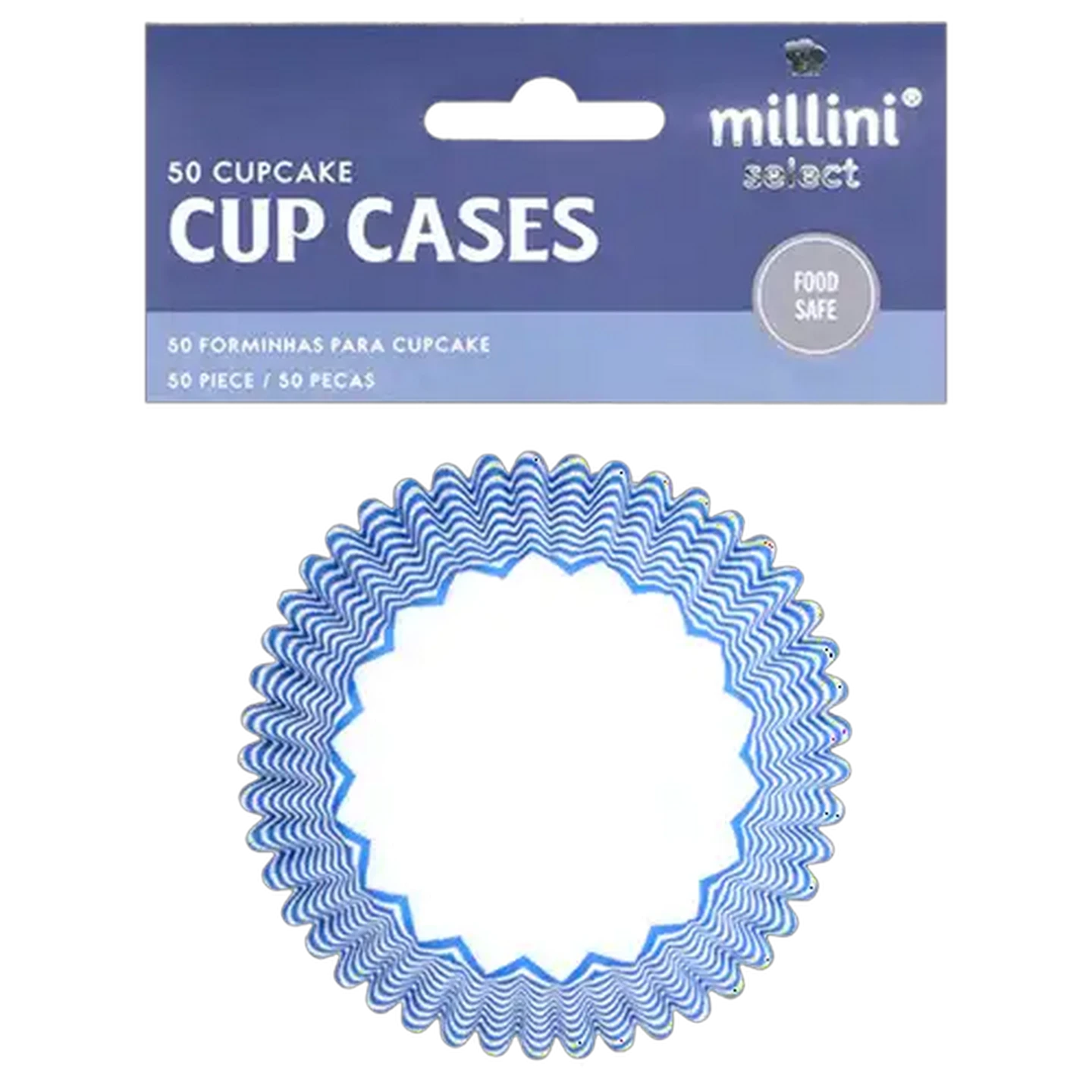 Image of Millini Blue Zigzag Cupcake Cases 50-Pack