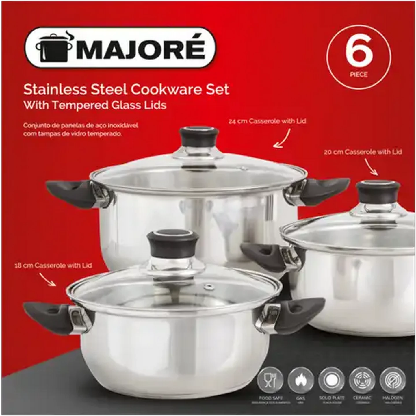 Image of Majoré Silver Stainless Steel Cookware Set 6-Piece