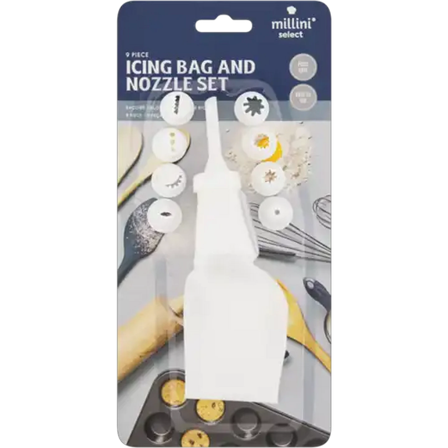 Image of Millini Plastic Icing Bag and Nozzle Set 9-Piece
