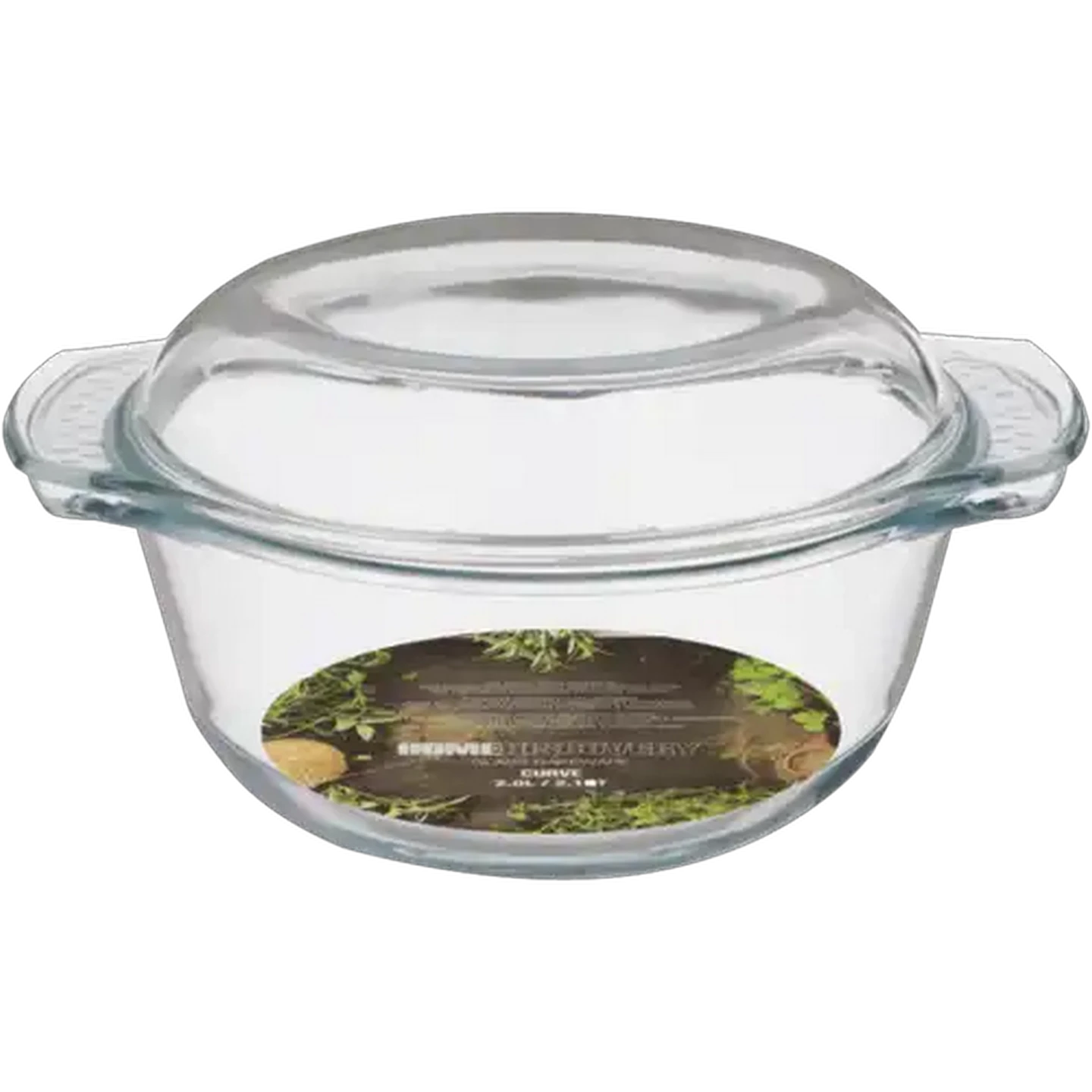 Image of Home Discovery Curve Round Glass Casserole 2L