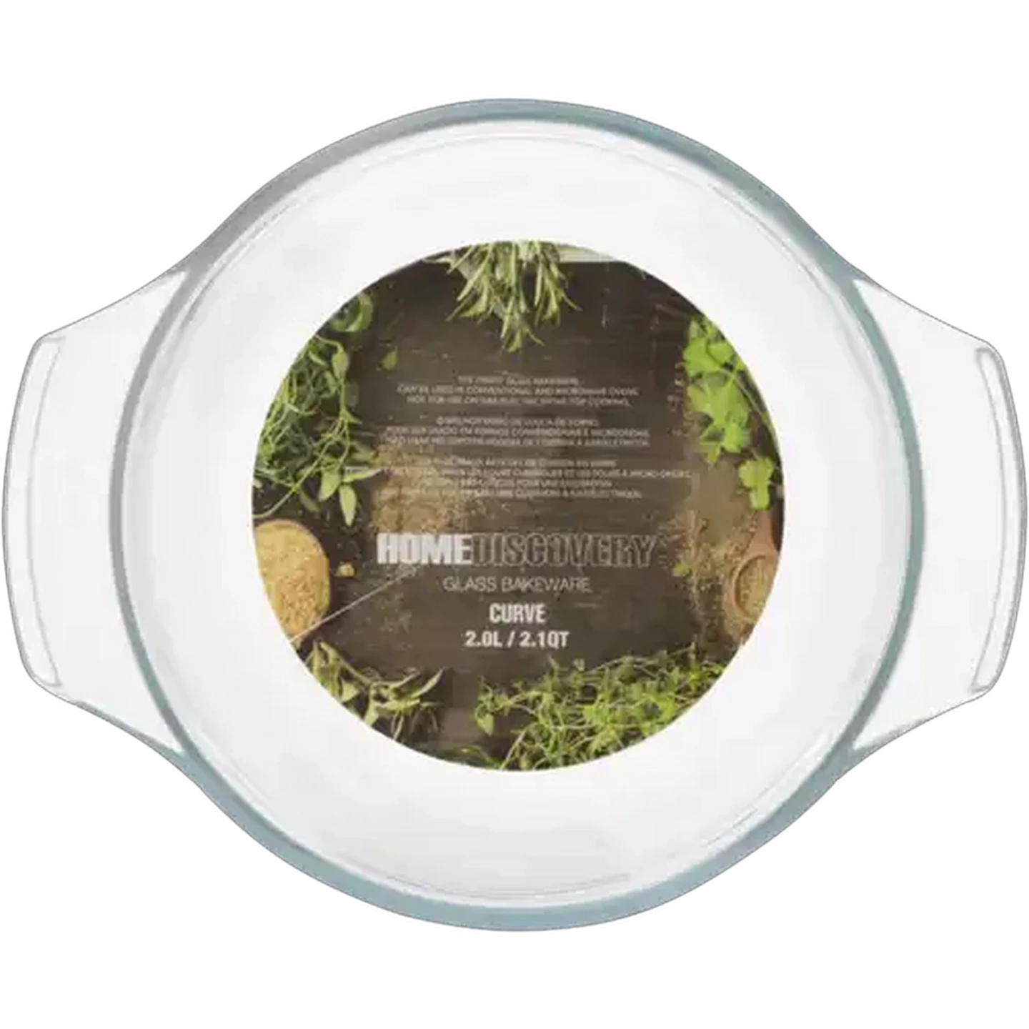 Image of Home Discovery Curve Round Glass Casserole 2L