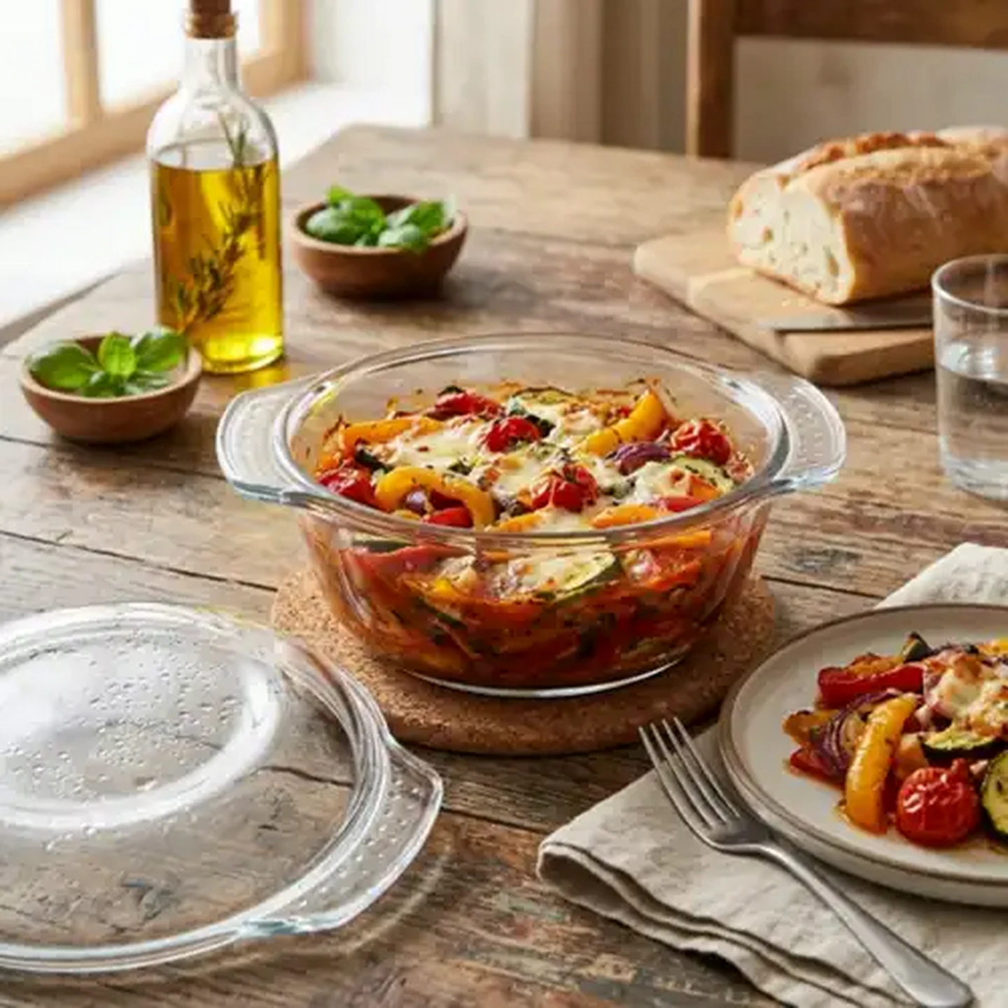 Image of Home Discovery Curve Round Glass Casserole 2L