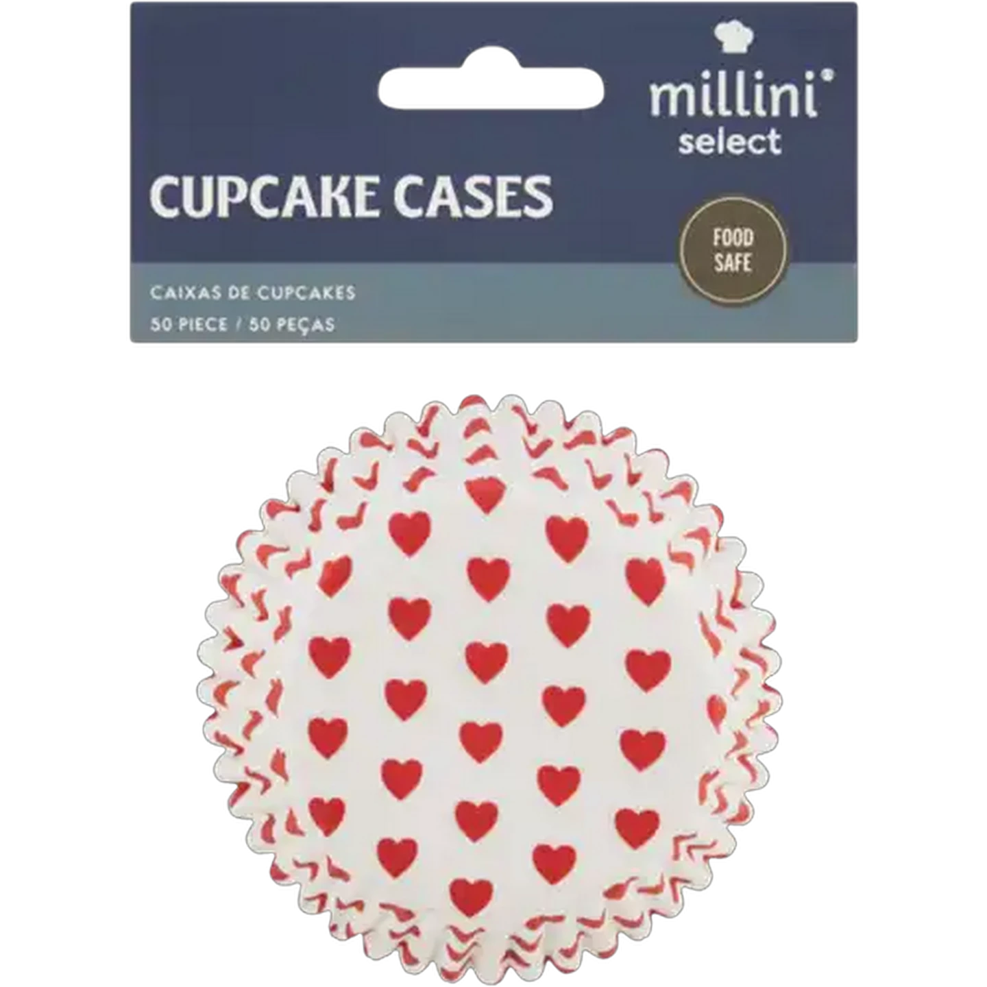 Image of Millini Red Heart Cupcake Cases 50-Pack