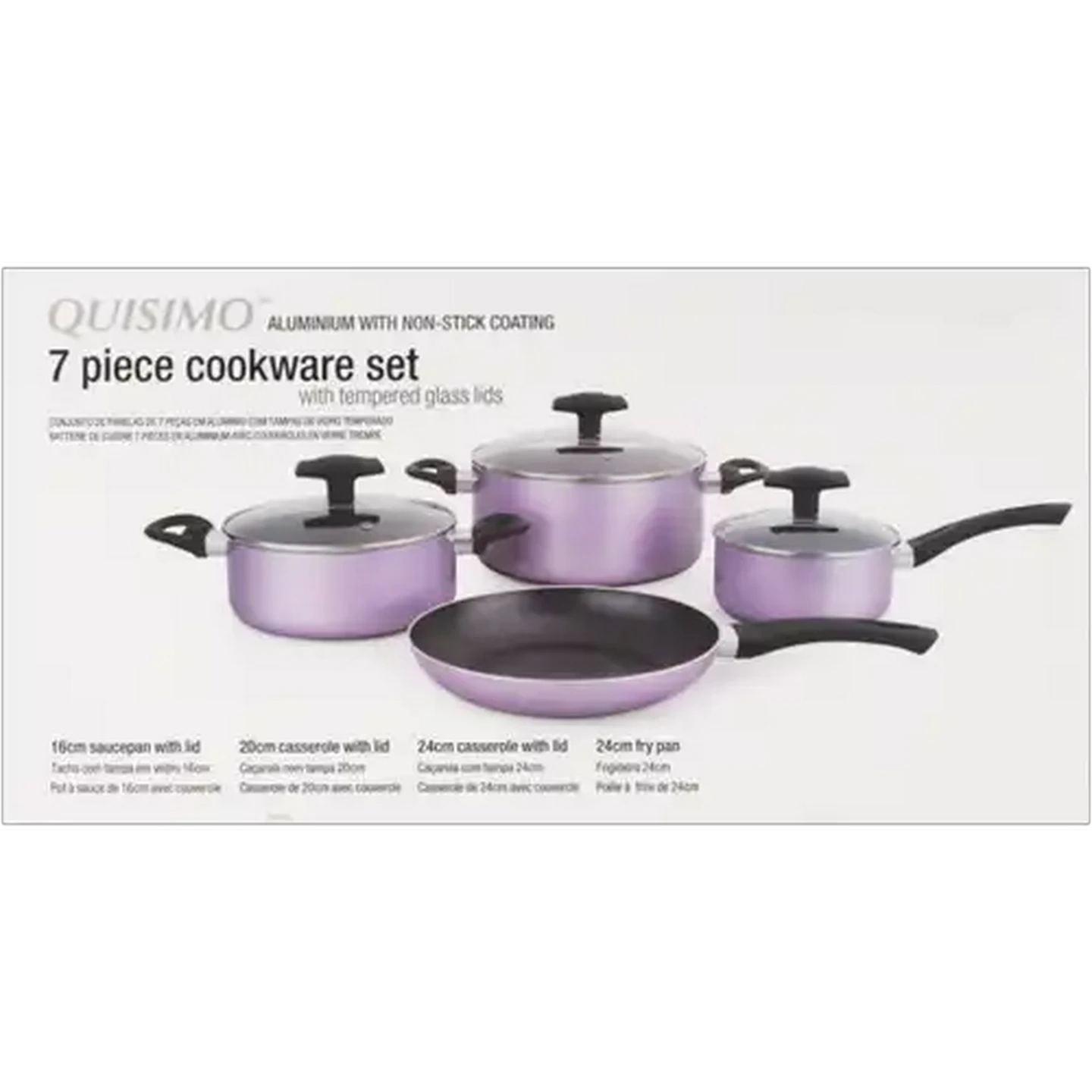 Image of Quisimo Lilac Non-Stick Aluminium Cookware Set 7 Piece