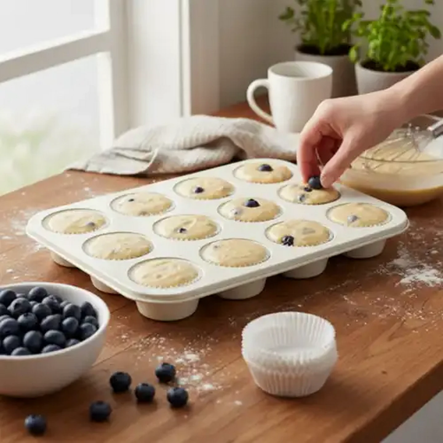 Image of Millini Cream 12-Cup Non-Stick Carbon Steel Muffin Pan