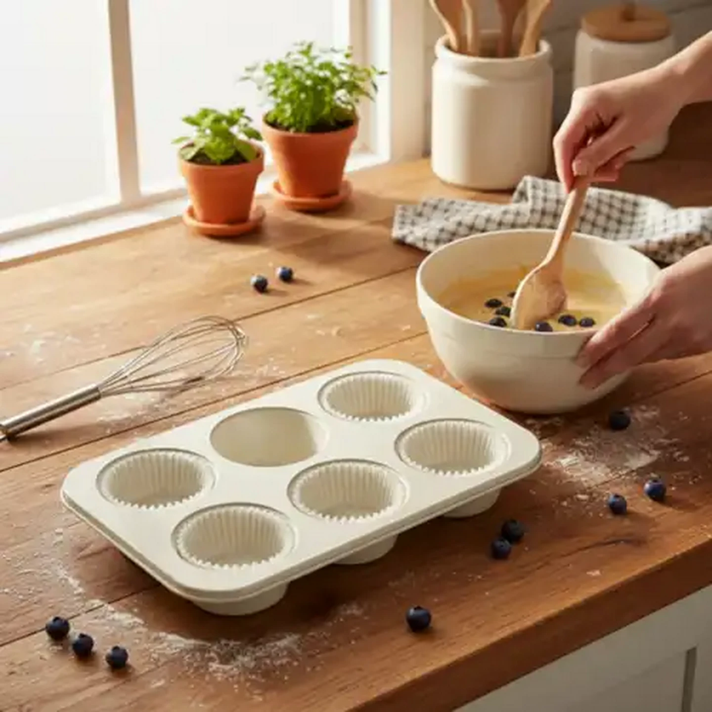 Image of Millini Cream 6-Cup Non-Stick Muffin Pan