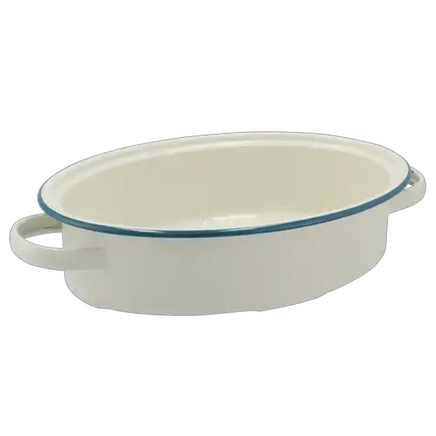 Image of Ripple White Enamel Oval Roaster 30cm