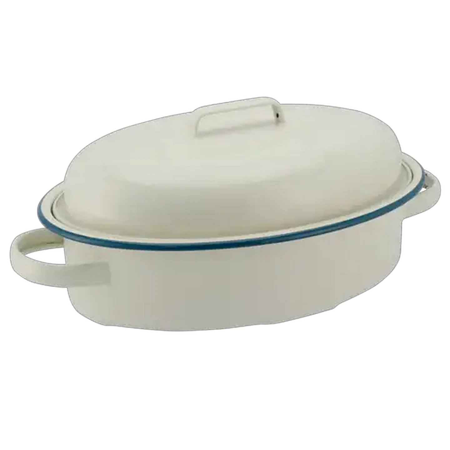 Image of Ripple White Enamel Oval Roaster 30cm