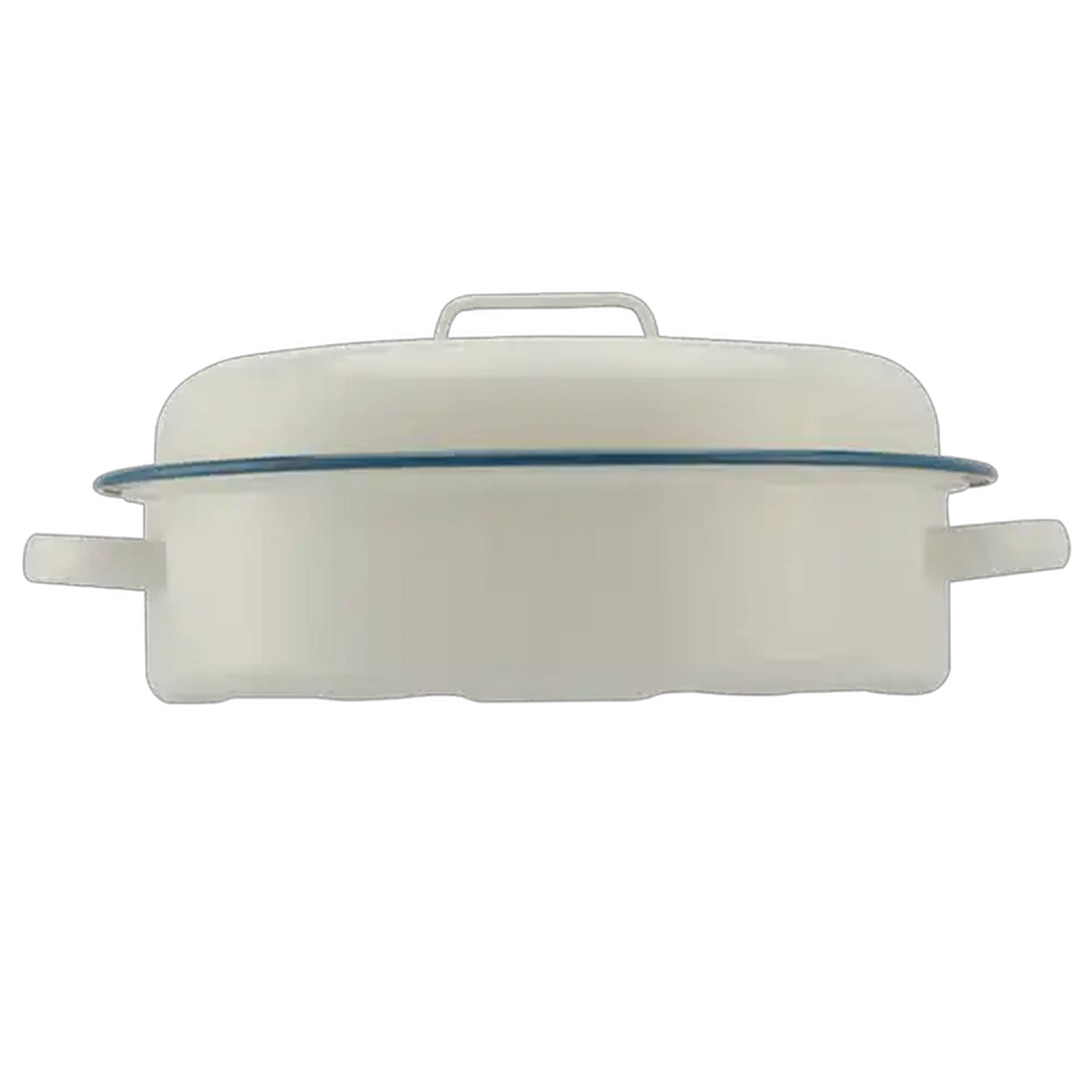 Image of Ripple White Enamel Oval Roaster 30cm