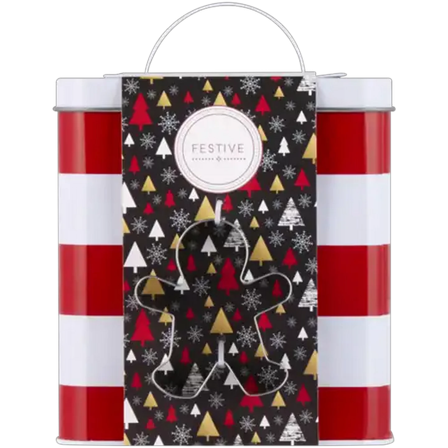Image of Festive Cookie Tin & Cookie Cutter Set 4 Piece