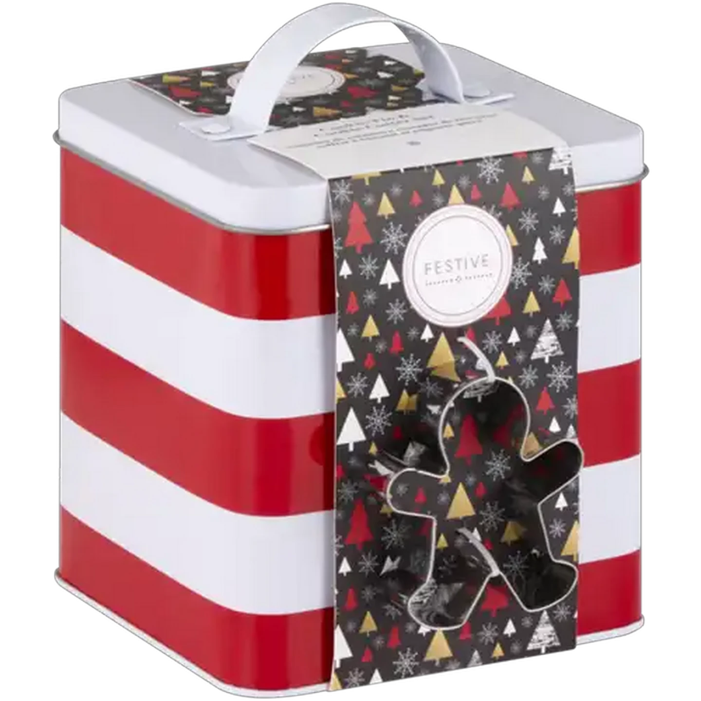 Image of Festive Cookie Tin & Cookie Cutter Set 4 Piece