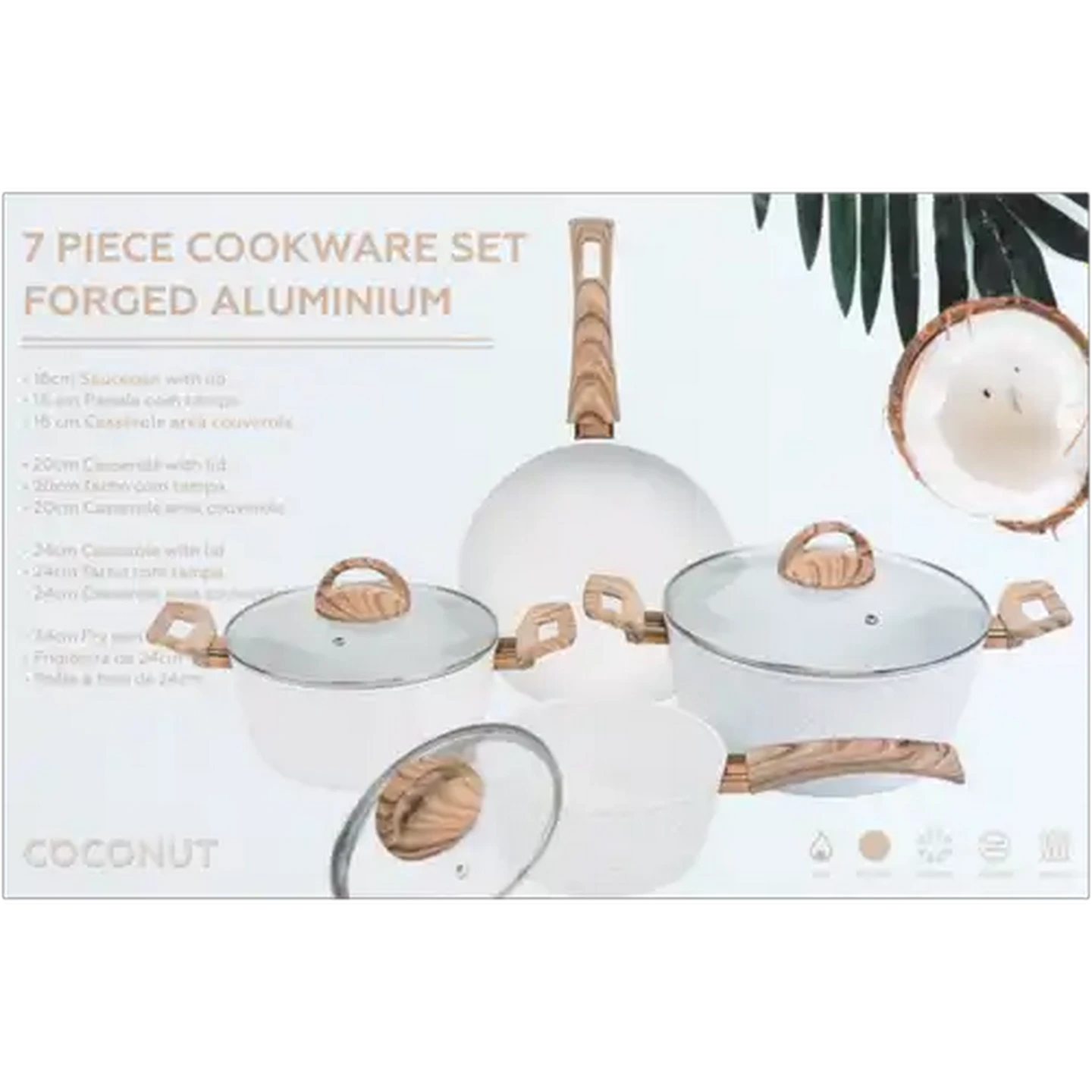 Image of Coconut Forged Aluminium Cookware Set 7-Piece