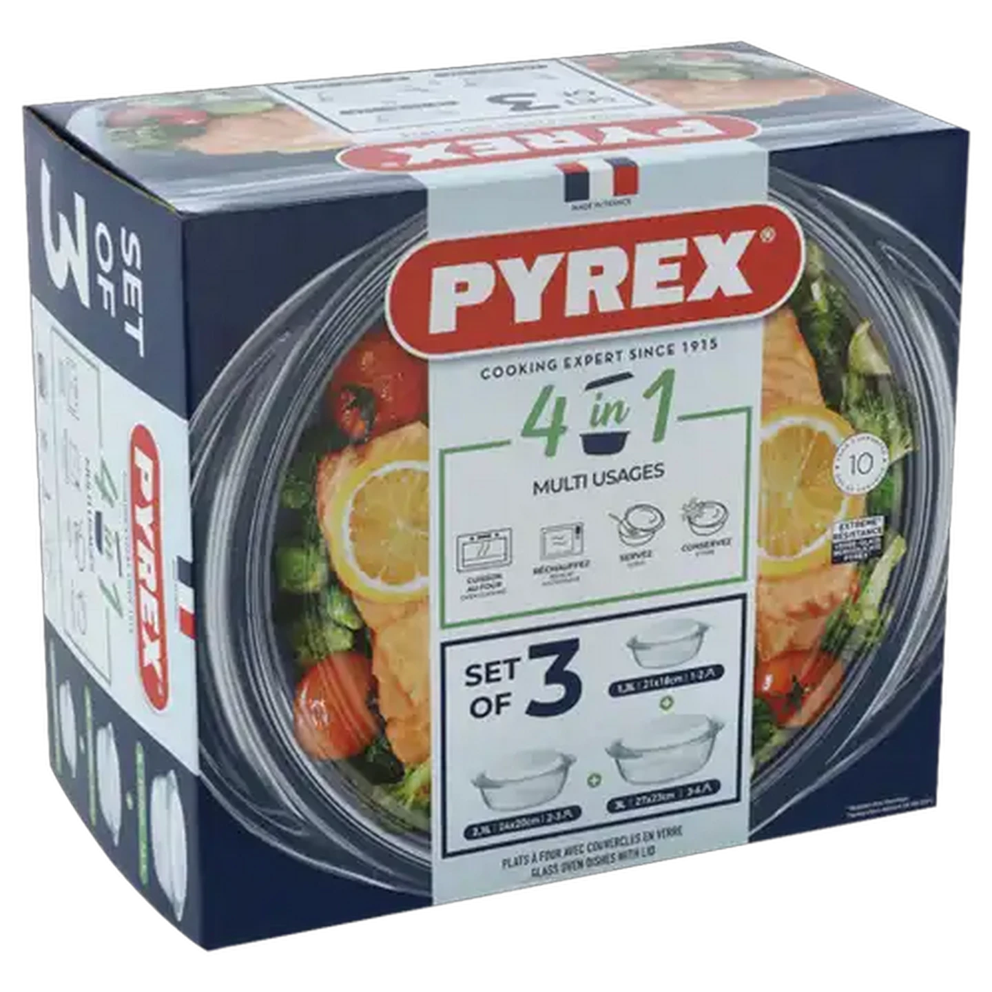 Image of Pyrex Glass Casserole Set 3-Piece