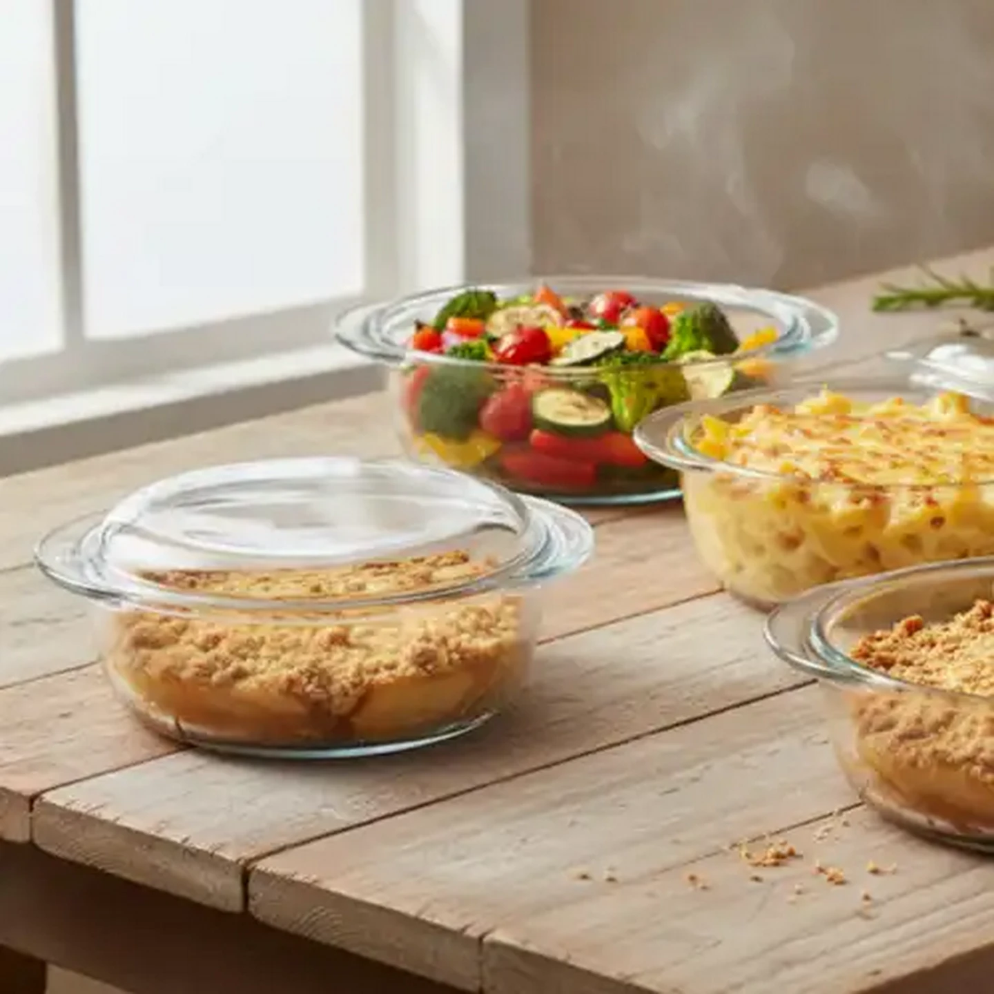 Image of Pyrex Glass Casserole Set 3-Piece