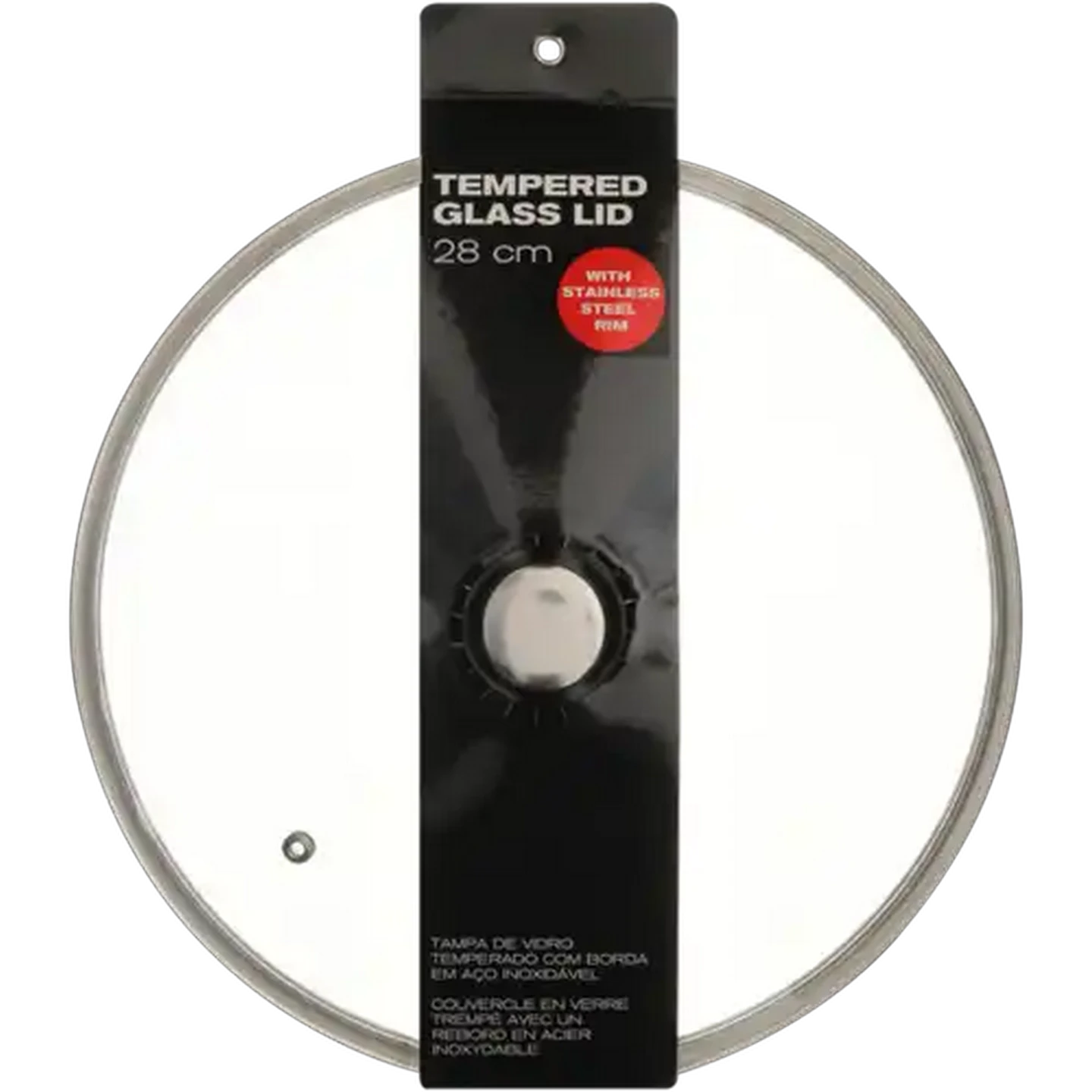 Image of Tempered Glass Lid with Stainless Steel Rim 28cm