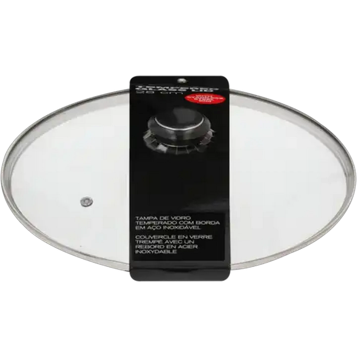 Image of Tempered Glass Lid with Stainless Steel Rim 28cm