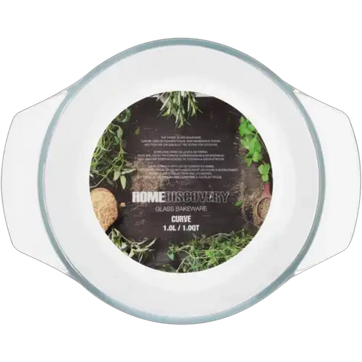 Image of Home Discovery Curve Round Glass Casserole 1L