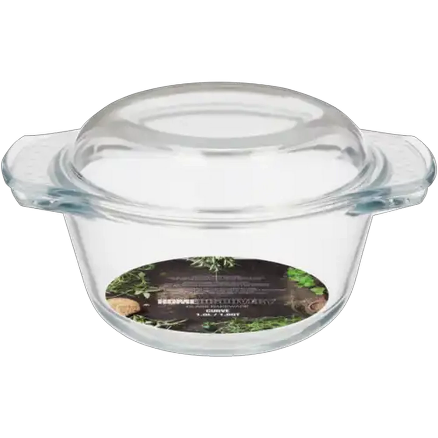 Image of Home Discovery Curve Round Glass Casserole 1L