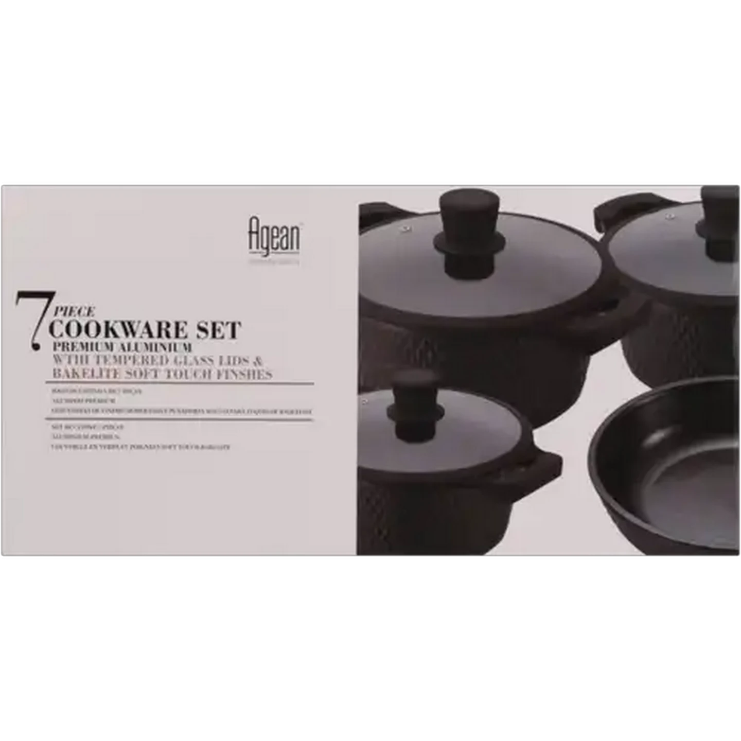 Image of Agean Black Premium Aluminium Cookware Set 7 Piece