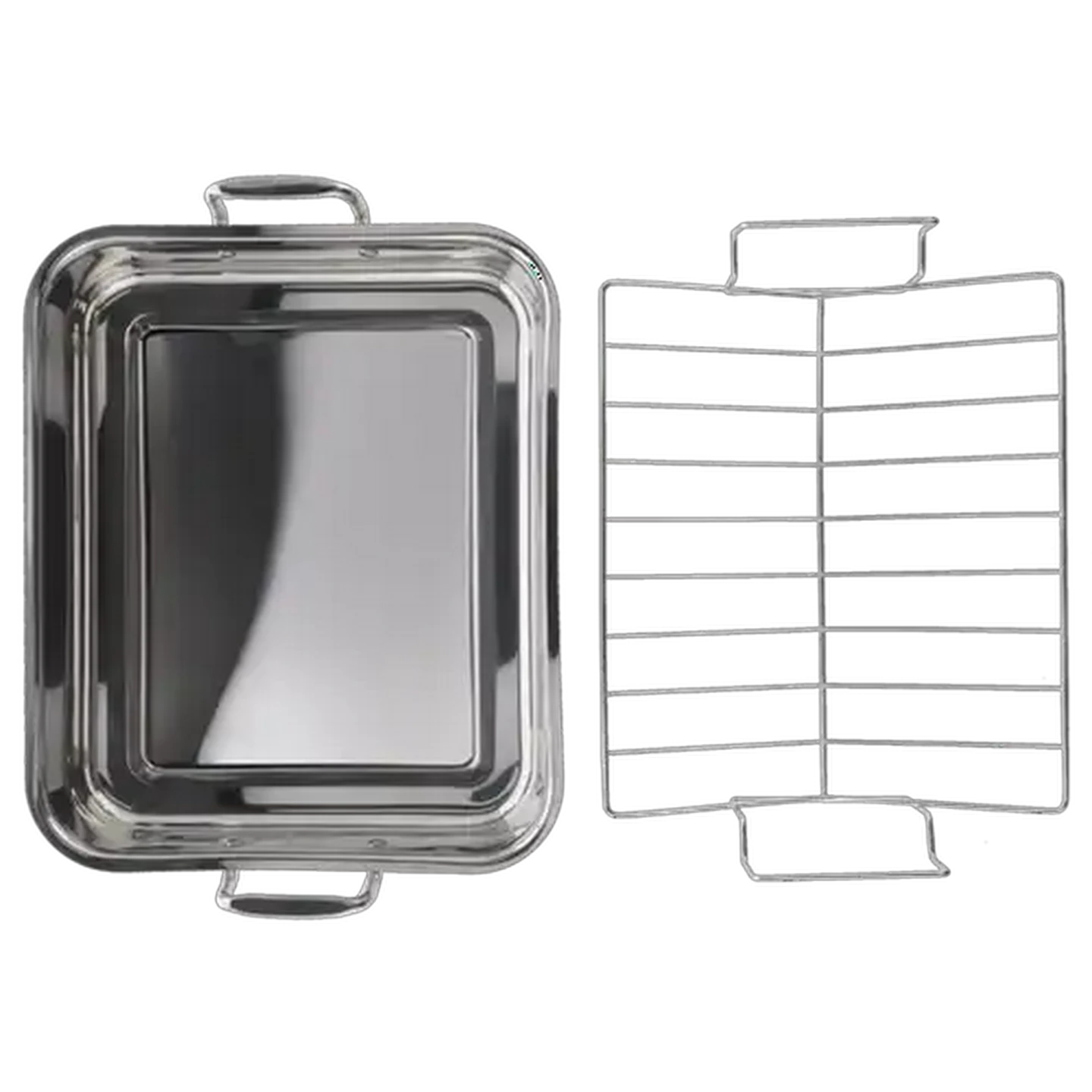 Image of Forage and Feast Stainless Steel Roasting Dish with Roasting Rack 40 x 33 x 8cm