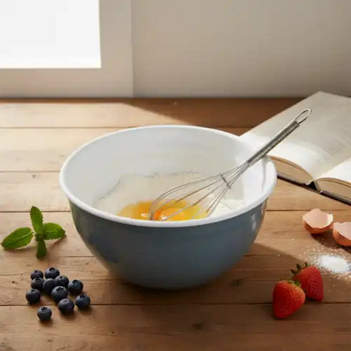 Image of Vintage Enamel Mixing Bowl 24cm (Colour May Vary)