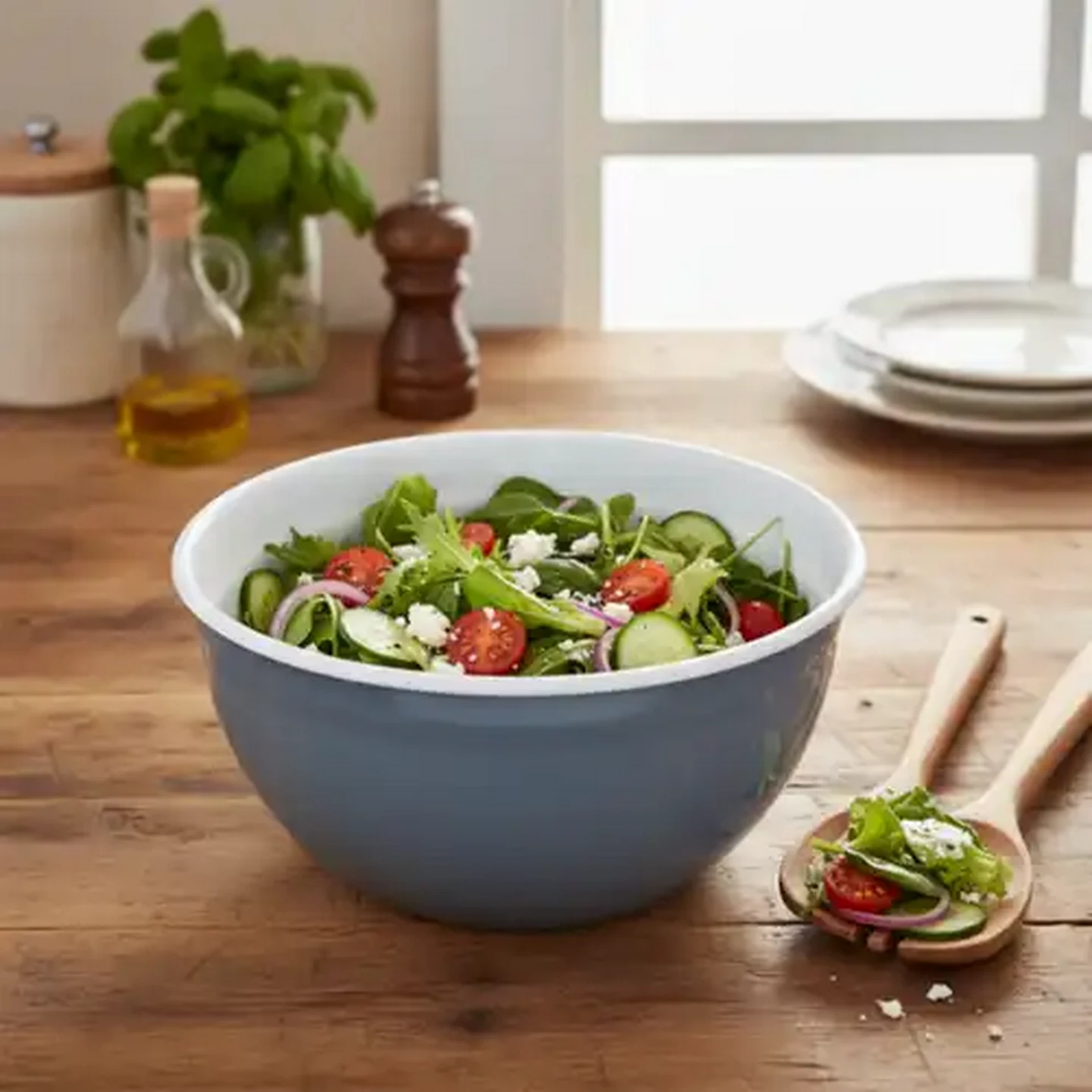 Image of Vintage Enamel Mixing Bowl 24cm (Colour May Vary)