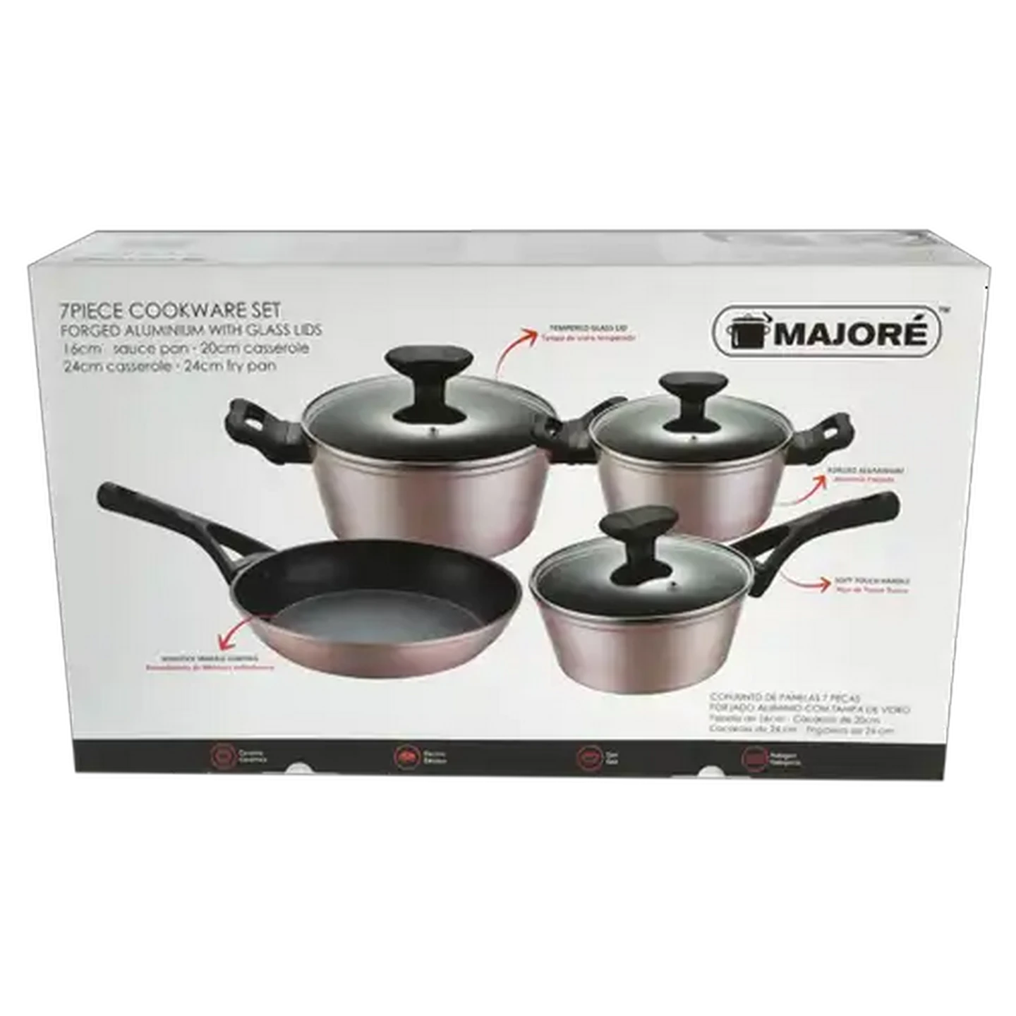 Image of Majoré Flamingo Aluminium Cookware Set 7 Piece