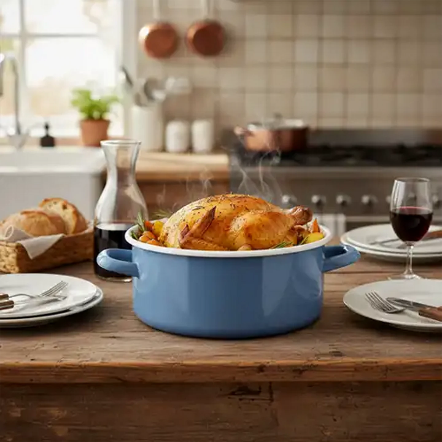 Image of Vintage Enamel Roaster 20cm (Colour May Vary)