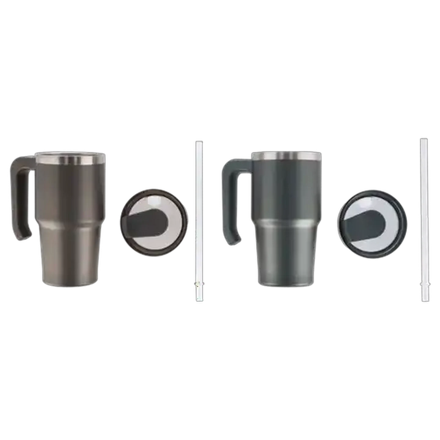 Image of Classic Double-Wall Stainless Steel Travel Mug with Handle & Straw 600ml (Colour May Vary)