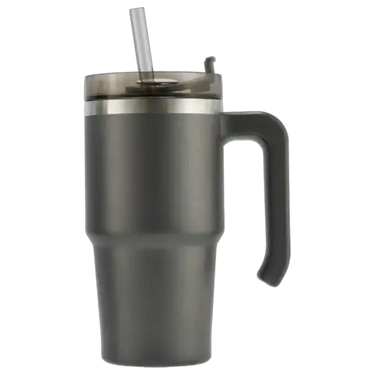 Image of Classic Double-Wall Stainless Steel Travel Mug with Handle & Straw 600ml (Colour May Vary)