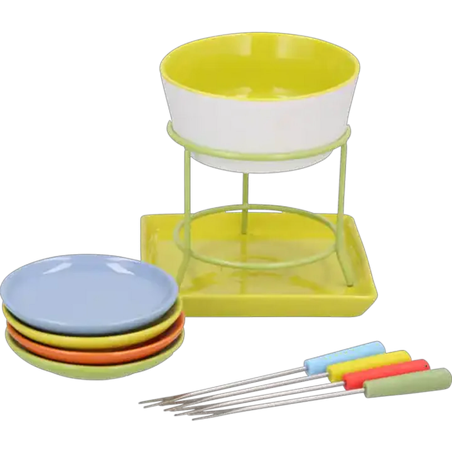 Image of Colors Fondue Set with Plates 12 Piece